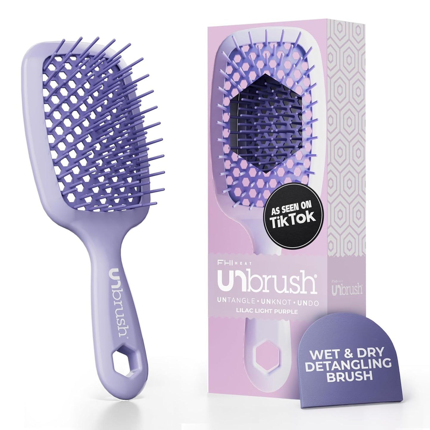 FHI Heat Detangling Brush - Pain-Free Brushing for Wet & Dry Hair | Durable DuoFlex Bristles, Lightweight, Cherry Blossom