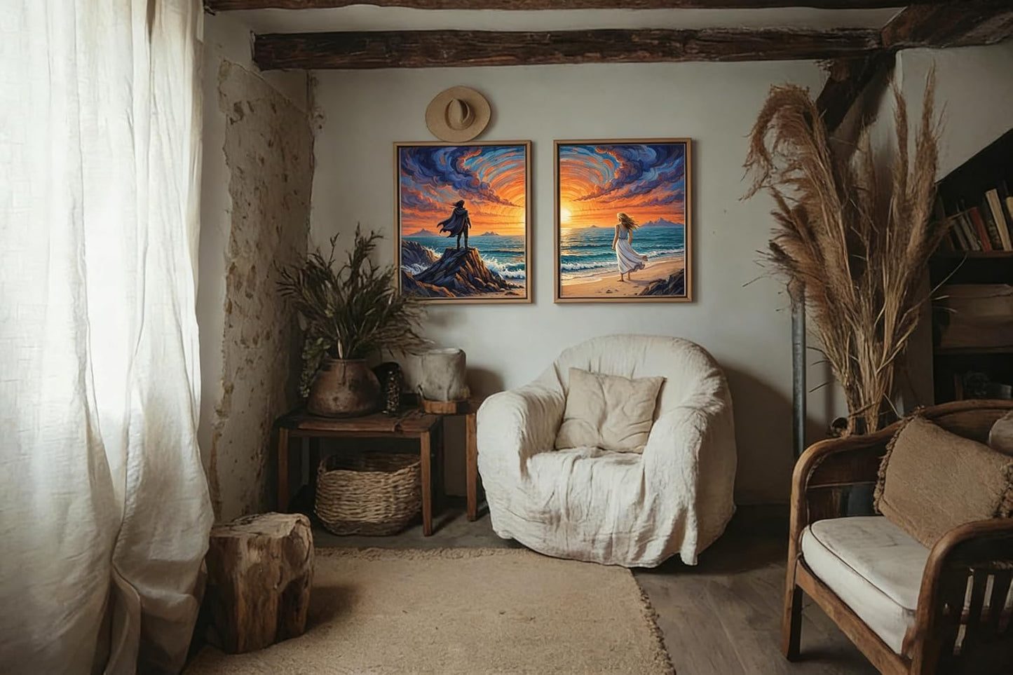 5D Diamond Painting Kits for Adults - Romantic Couple Matching Art Set | Sunset Ocean Full Drill Canvas 12 x 16 Inch