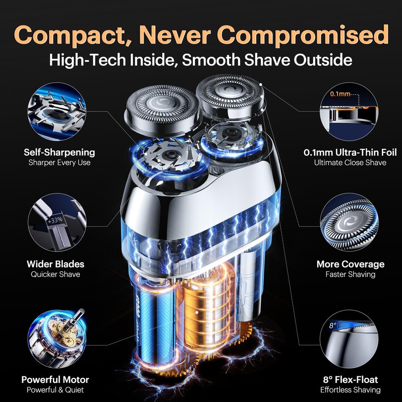 2026 New Alloy Mini Electric Shaver for Men, Portable Travel Rechargeable Razor with Mirror Cap, Waterproof, Smooth & Close Shave, Ideal Gift for Husband Boyfriend, RX40+Gift Bag