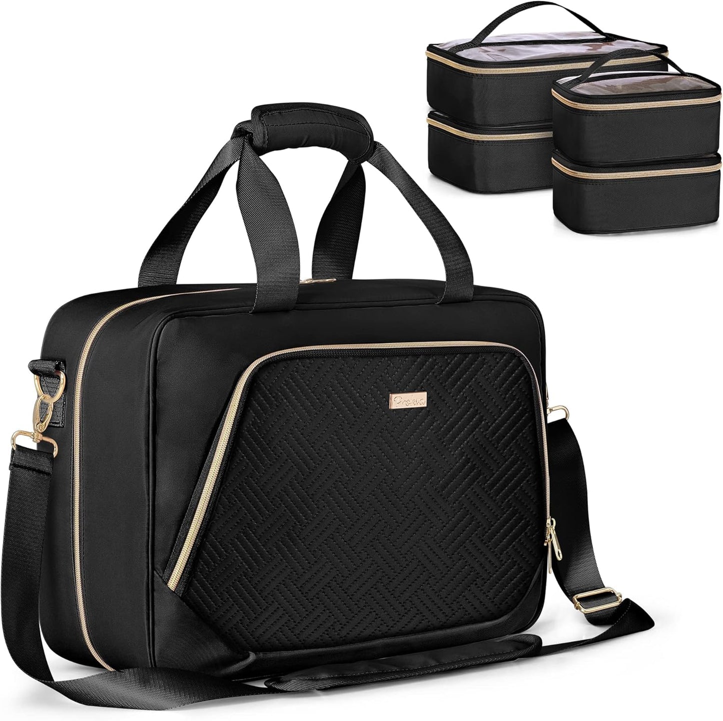 Professional Makeup Artist Travel Case - Large Organizer with 4 Detachable Bags | Black Makeup Storage