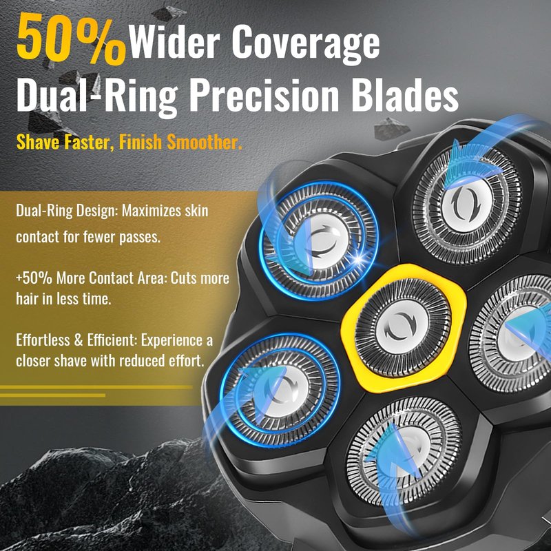 Magnetic 6D Shaver Replacement Heads – Universal Compatible with Kensen,DOAO,NIWUIO,Ufree,Solimpia & Most Most 6D Magnetic Electric Shavers for Bald Men & Face Shaving (2-Pack)