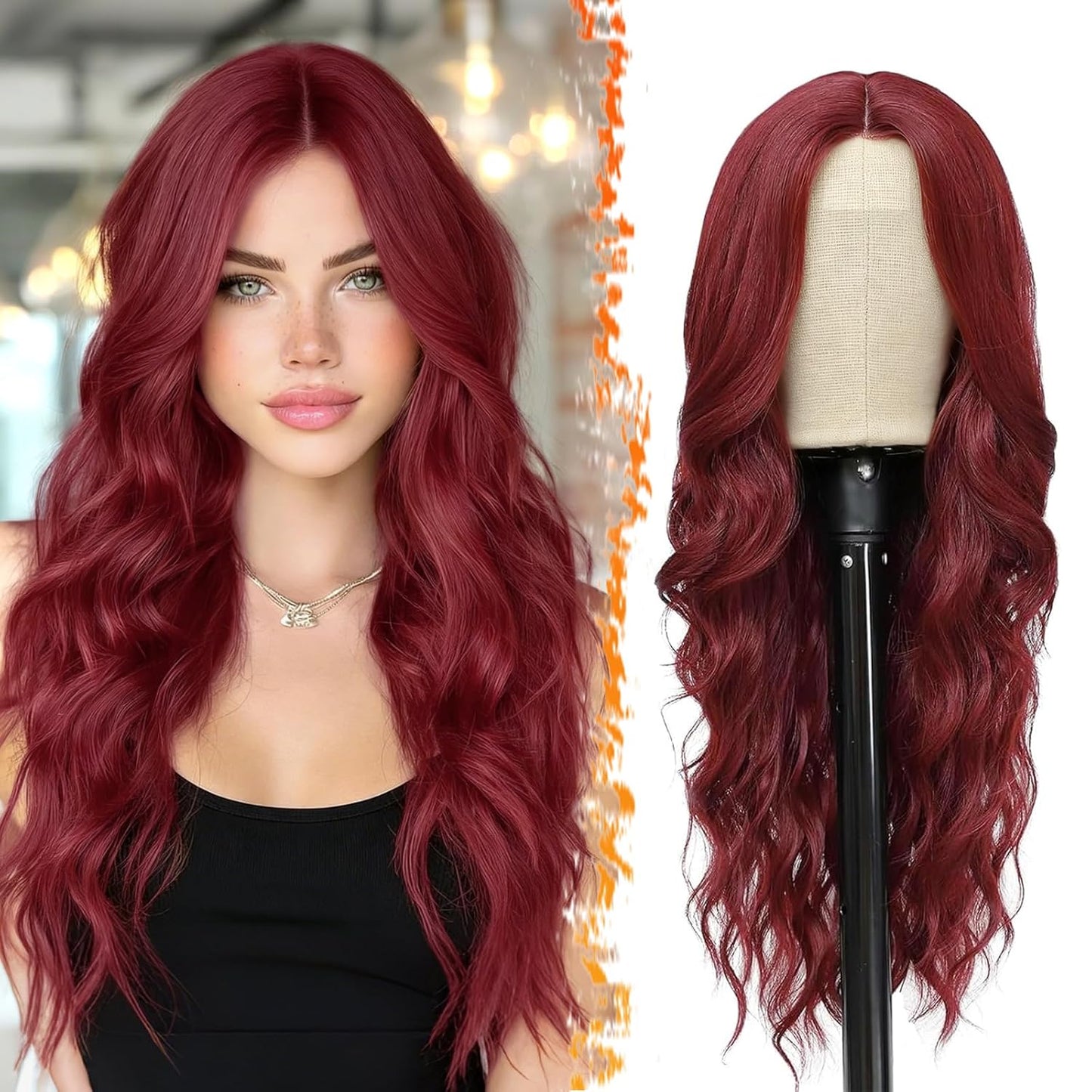 18 Inch Wavy Beige Blonde Wig - Medium Length Synthetic Wig for Women | Natural Soft Waves for Daily Wear & Parties