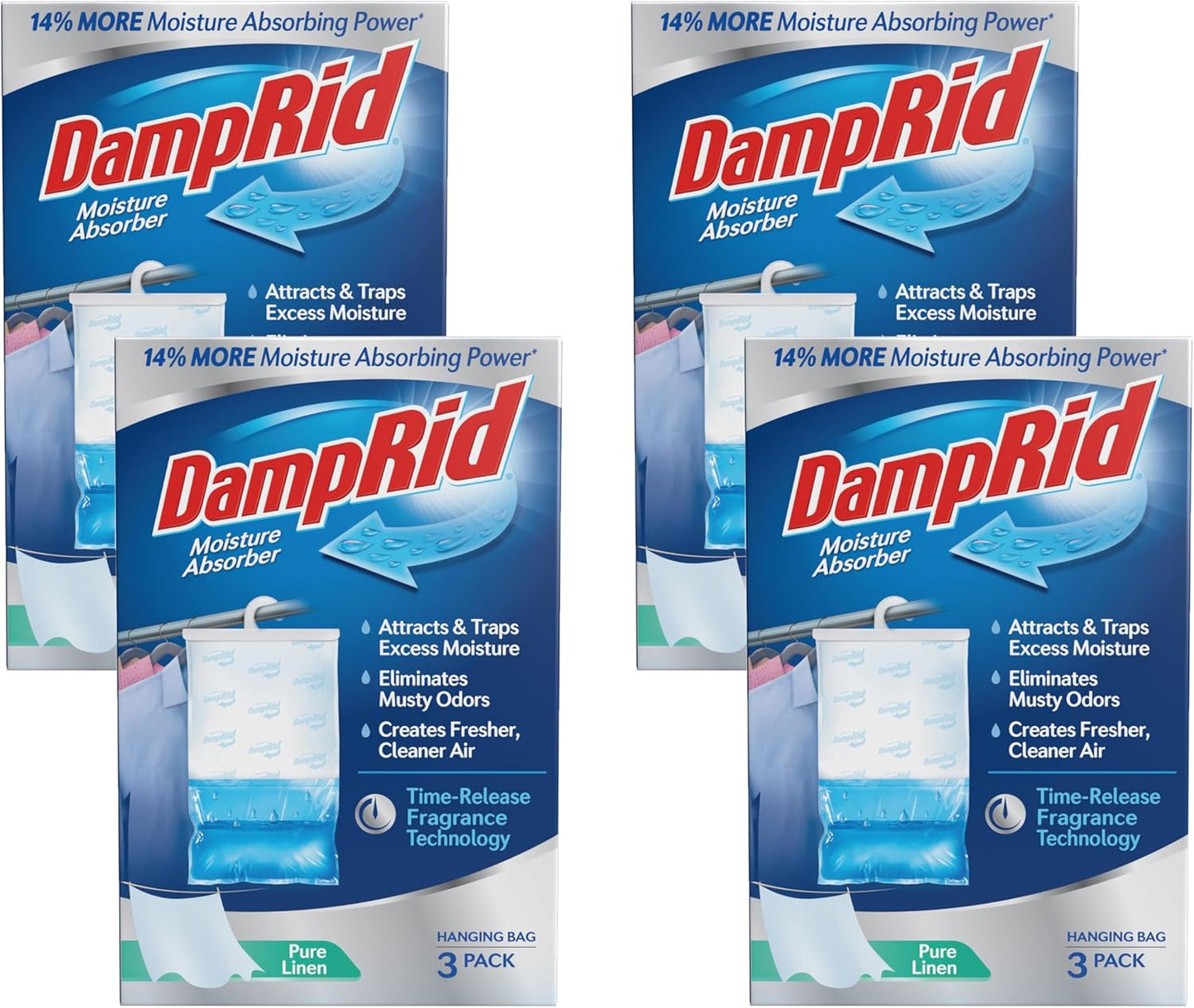 DampRid Fragrance-Free Hanging Moisture Absorber | 16 oz. 3-Pack - Eliminates Musty Odors, Ideal for Closets