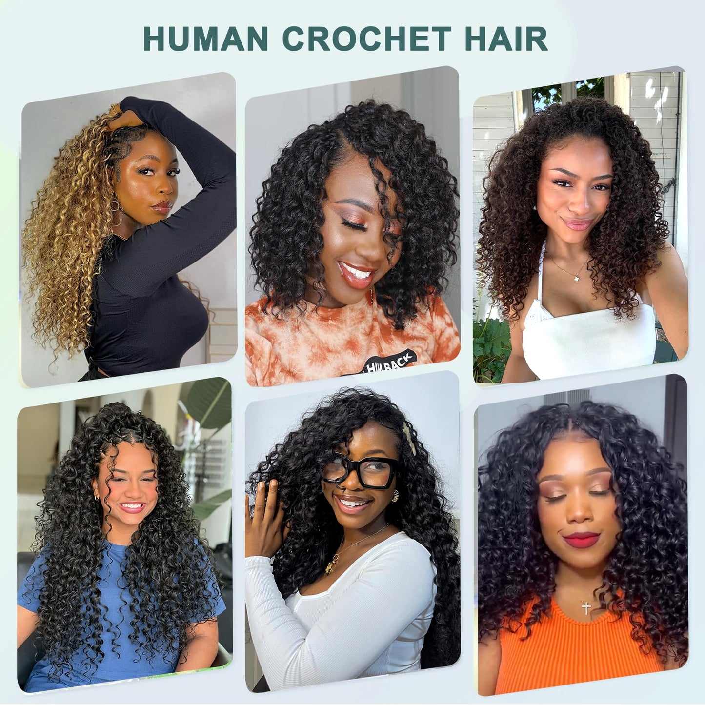 Human Crochet Hair for Black Women Knotless Human hair Crochet Bundles 120g Feather Crochet Human Hair Gogo Curly Invisiable Hair Extensions for Women Girl 2 Bundle 100 Strands 14 Inch Natural Black