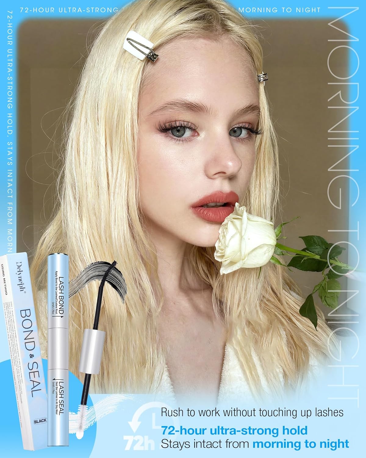 Eyelash Glue - Waterproof Bond & Seal for Lash Clusters | Long-Lasting 72H Adhesive, Latex-Free (5ml+5ml)