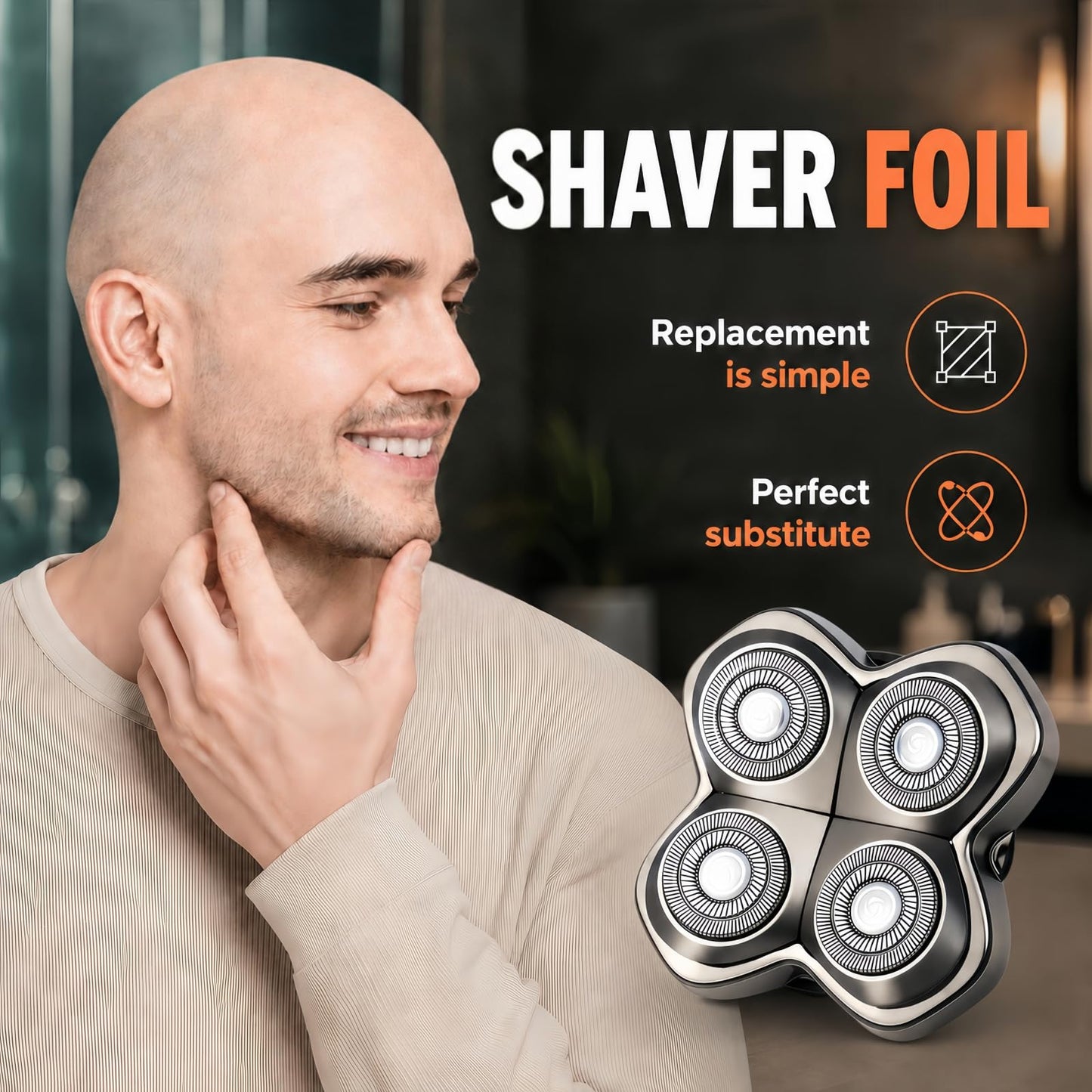 2 Pack Shaver Pro 4 Replacement Heads Compatible with Skulls Pitbulls Series,Gold PRO/Silver PRO/Platinum PRO/Butterfly Kiss PRO Head Shavers,Electric Shaver & Head Shaver Replacement Blade