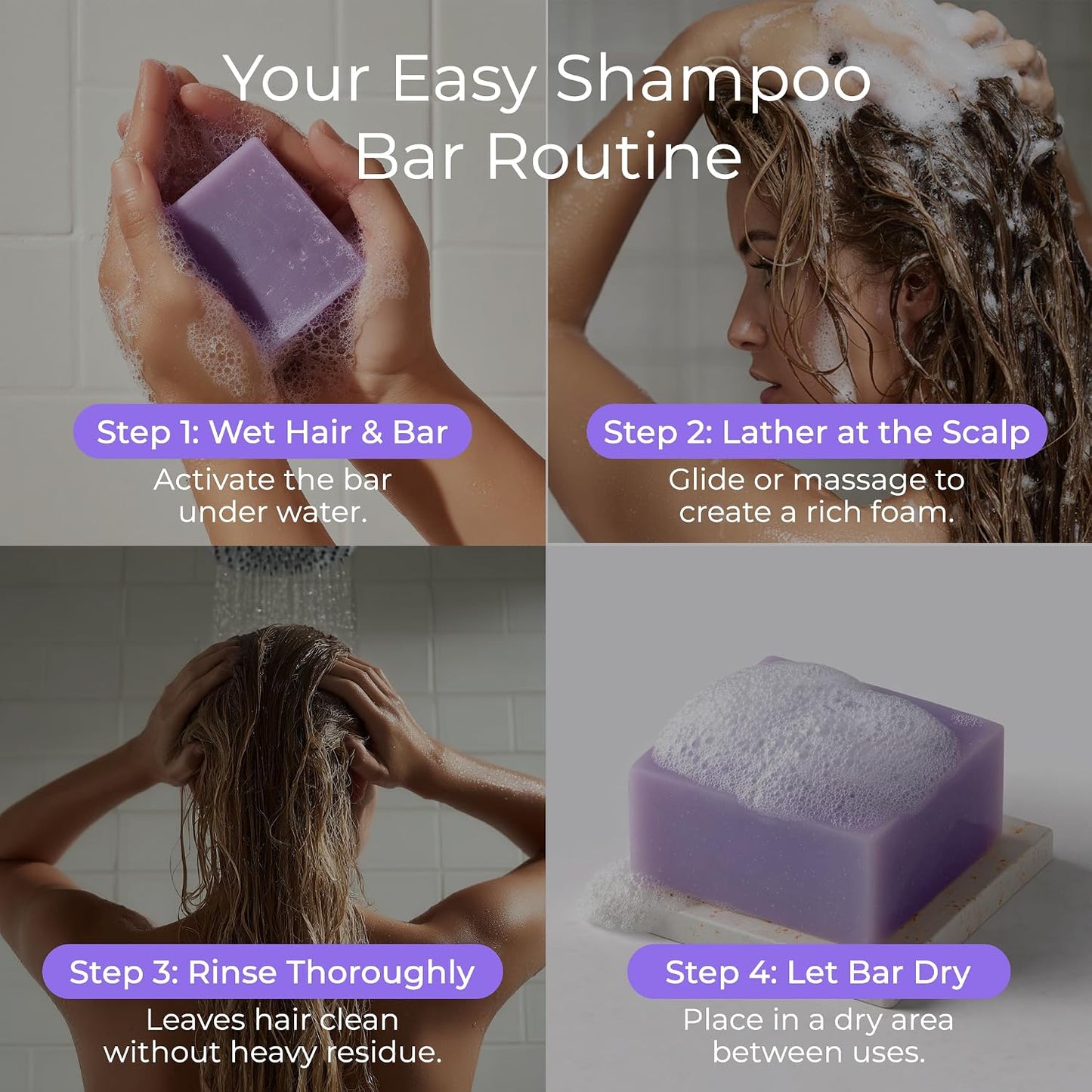 Rosemary Rice Water Shampoo Bar - Sulfate-Free Solid Shampoo with Caffeine & Biotin | Plastic-Free, Strengthens Thinning Hair