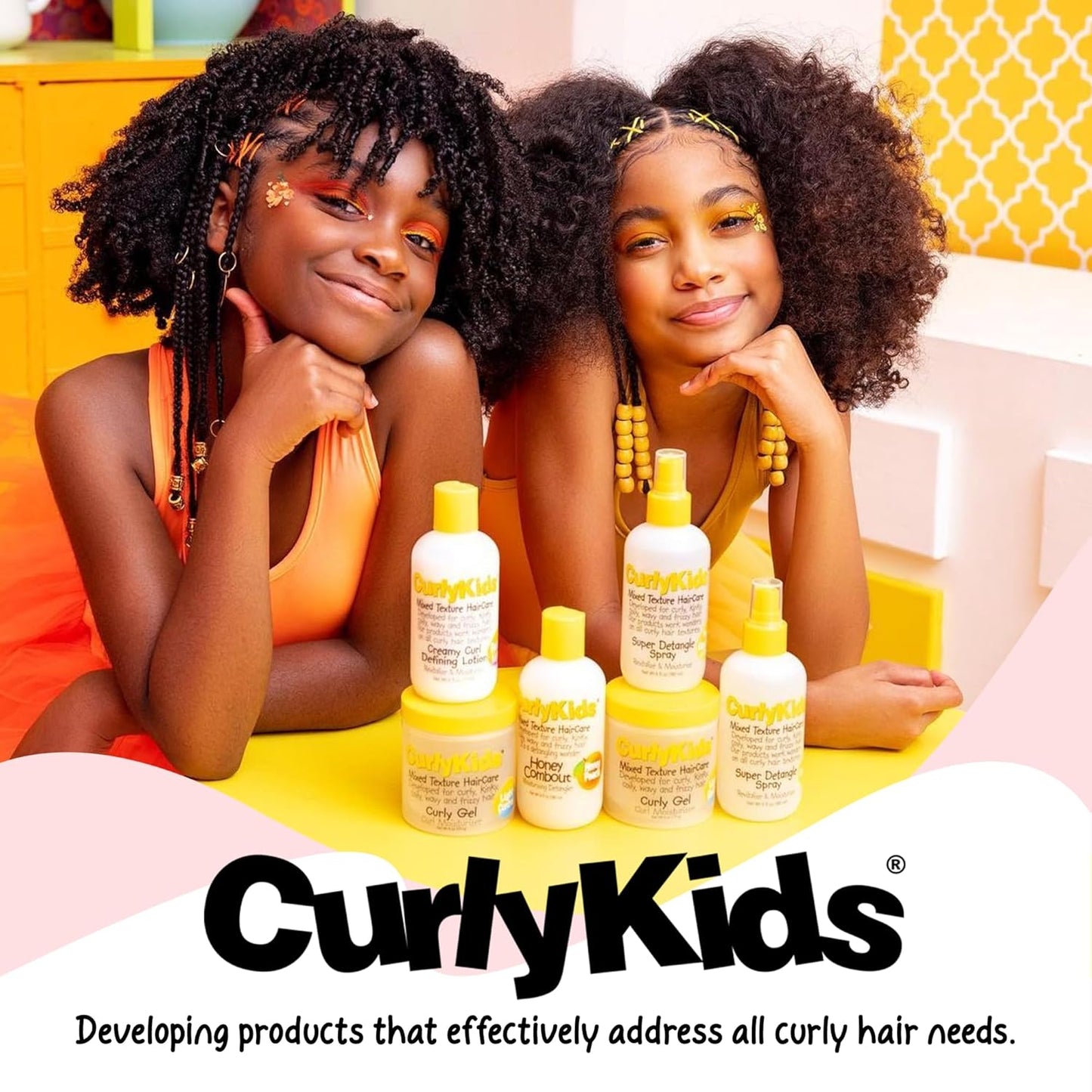 CurlyKids Detangle Spray Bundle - Kids Shampoo, Conditioner & Gel for Curly Hair | Sulfate & Paraben-Free