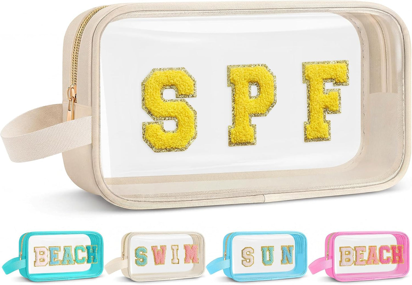Teacher Survival Kit Bag - Waterproof Clear Makeup Pouch with Chenille Letters | Perfect Gift for Women