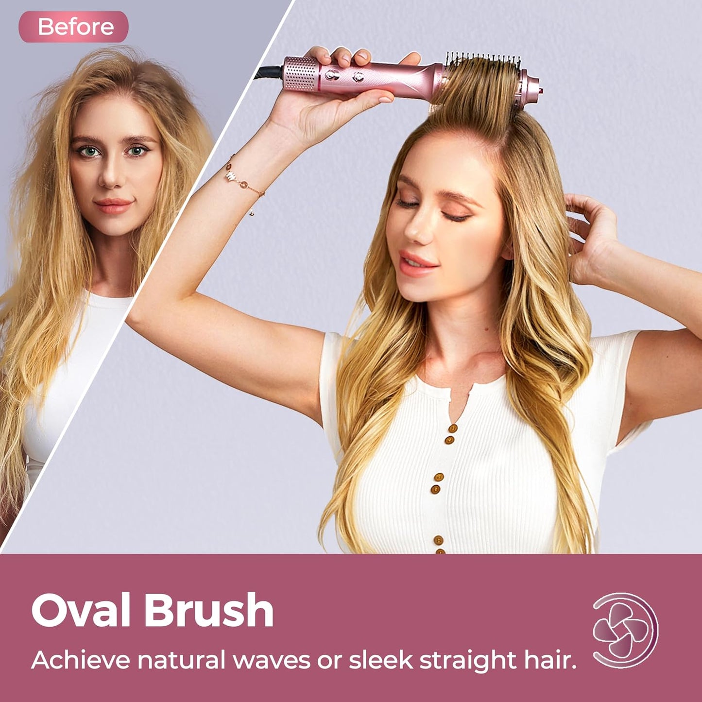 Ionic Hair Dryer Brush - 3 in 1 Hot Air Brush for Faster Drying & Styling | Lightweight Volumizer with Negative Ions