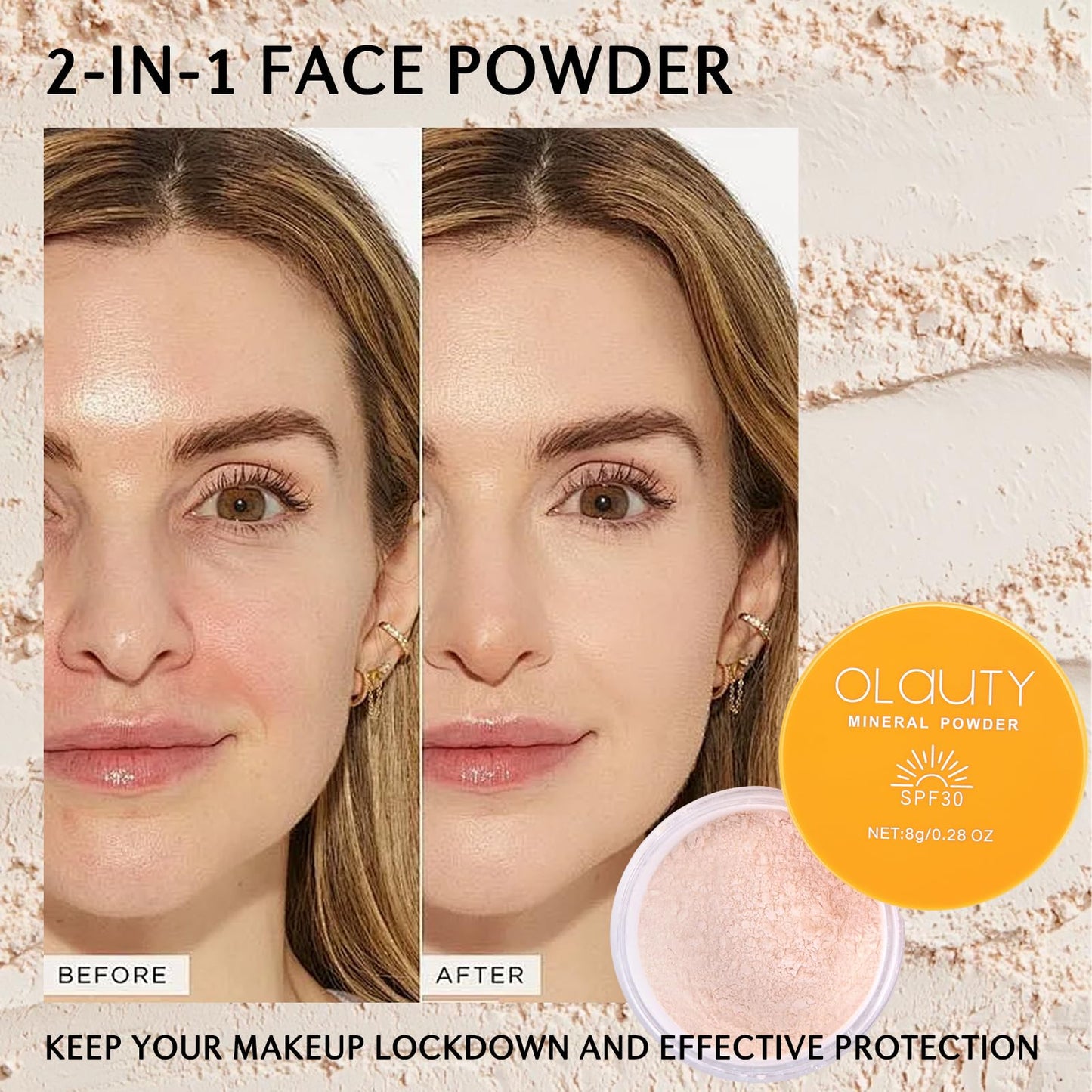 Mineral Powder Sunscreen for Face & Scalp,SPF 30,Brush on Sunscreen Setting Powder,Beach Essentials,Oil Control Hair Sunscreen Face Powder Travel Size,Lasting Lightweight (#01 Translucent Setting)