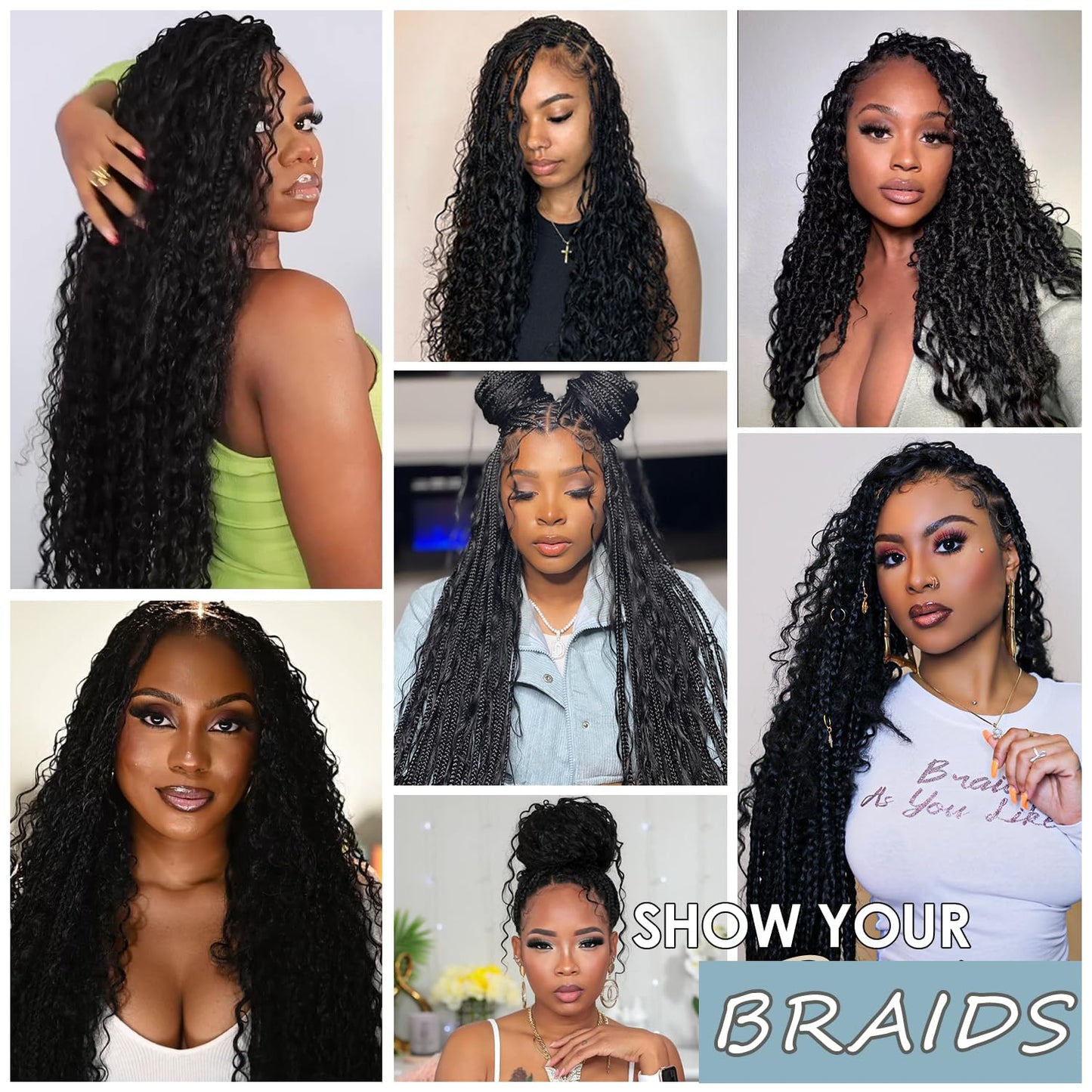 24 24 24 Inch Human Braiding Hair for Boho Braids Deep Curly 150g 3 Bundles/Pack Boho Human Hair for Braiding Natural Color Deep Wave No Weft Extensions Knotless Human Boho Braiding Hair