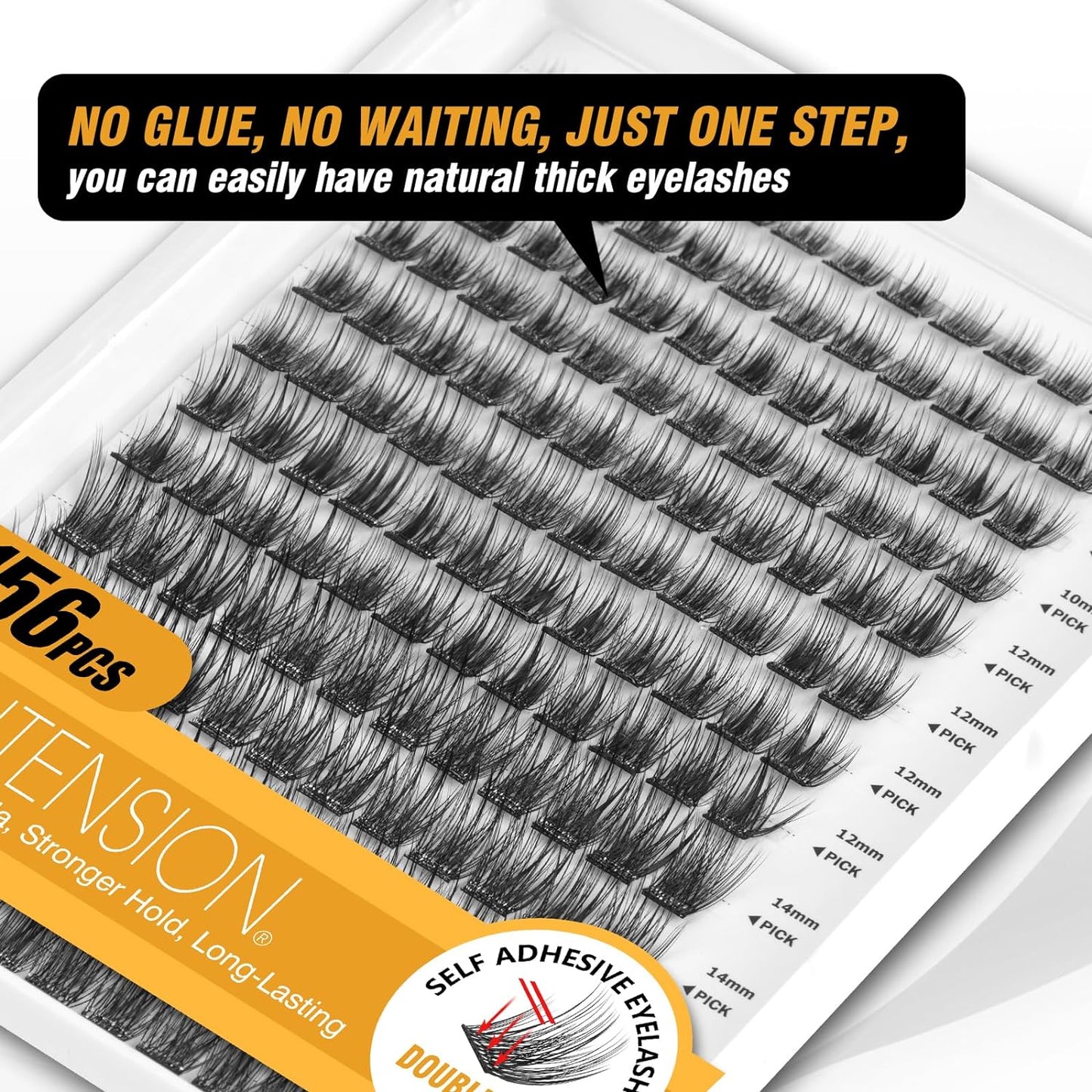 Self-Adhesive Eyelash Clusters Kit - 156 PCS DIY Pre-Glued Lashes | No Glue, No Remover, No Residue