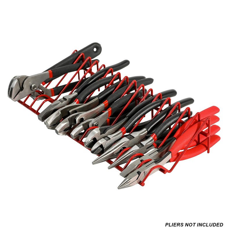 ARES 62003 - Red 16-Slot Plier Rack - Keep Pliers Organized in Tool Drawer - 3/4-Inch Slots Fit Most Plier - PVC Coating Protects Pliers and Prevents Slippage
