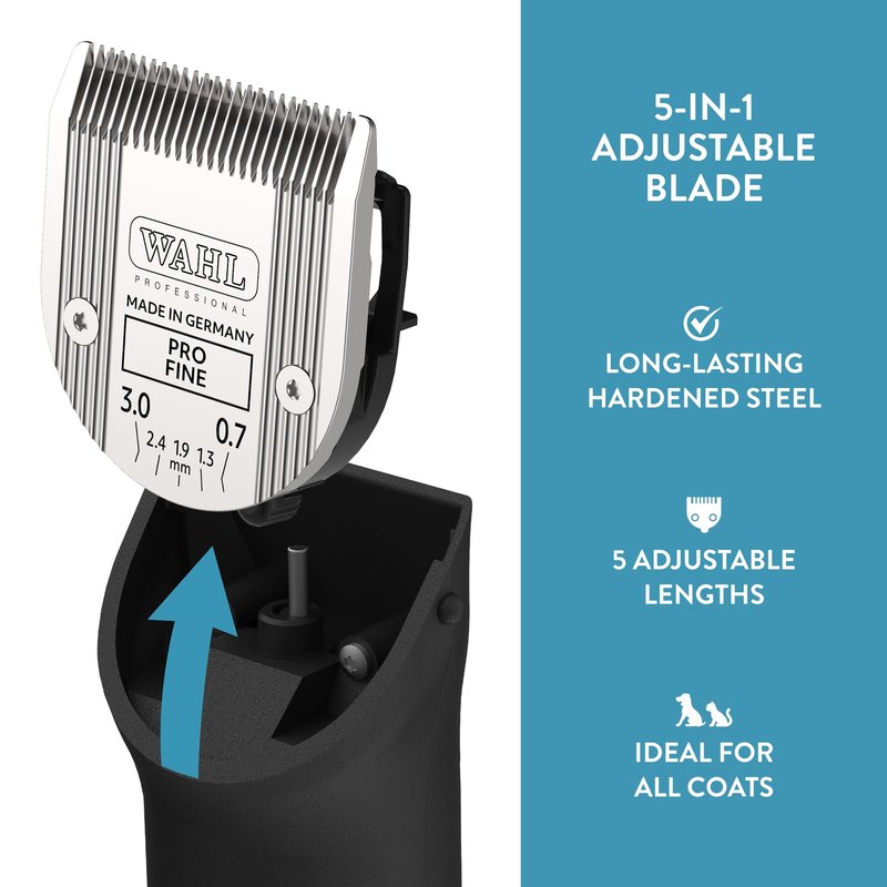 Wahl Professional Animal 5-in-1 Pro Adjustable Clipper Blade - for Arco, 5 Style Groom, Bravura, Chromado, Creativa, Figura & Motion Clippers - Replacement Blades - Silver
