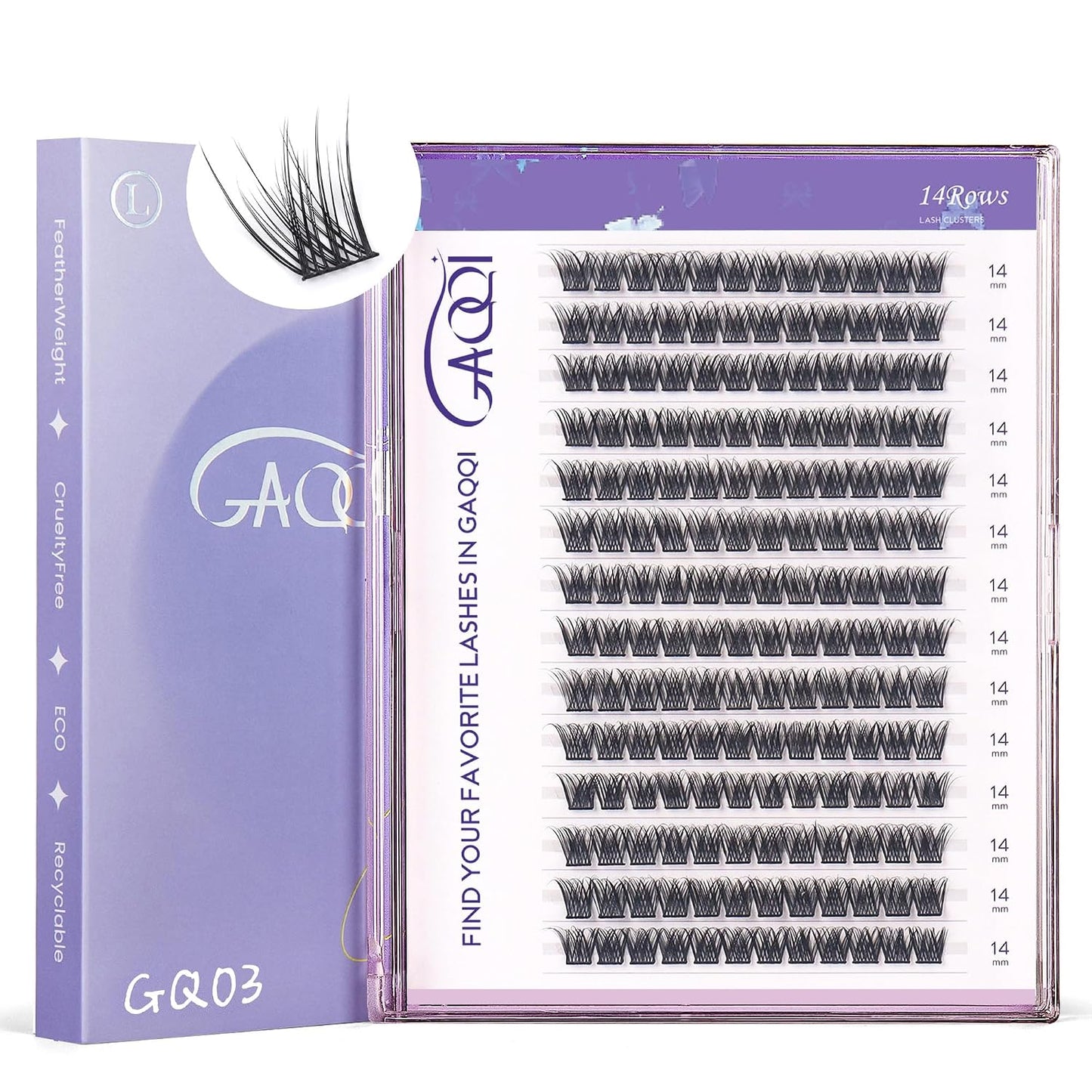 GAQQI Lash Clusters - Wispy Volume Eyelash Extensions, 110 Multilayered 3D Lashes, 10-14mm Lengths