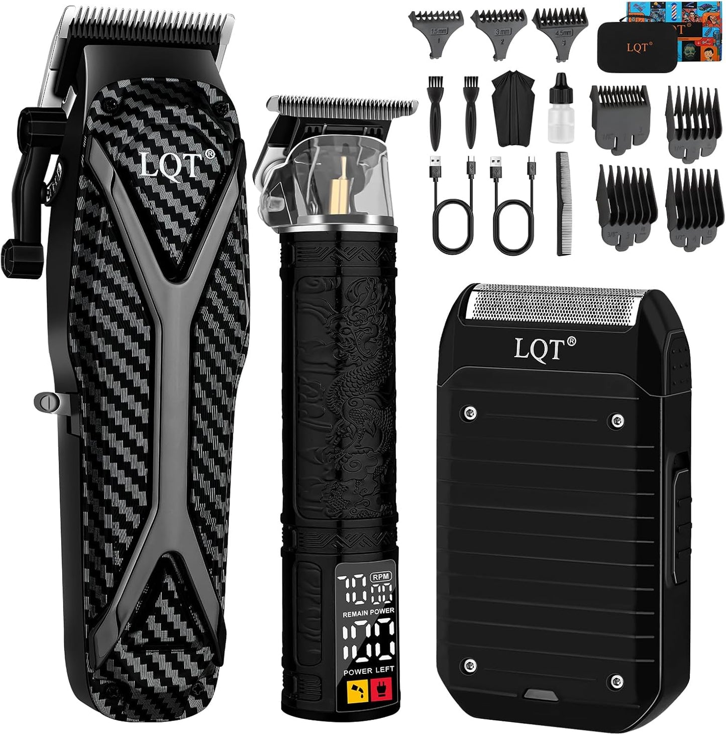 Rechargeable Cordless Hair Clippers for Men - Professional Beard Trimmer & Electric Shaver Kit | LCD Display, Perfect Gift for Dad