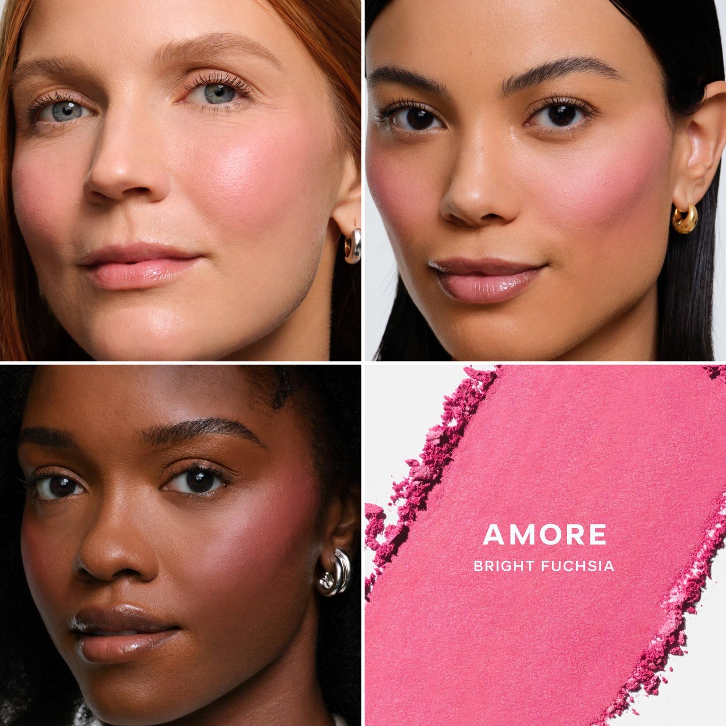 Saie SuperSuede Baked Blush - Talc-Free Powder Blush for Cheeks Infused with Hyaluronic Acid, Glycerin + Squalane - Hydrating Face Makeup for a Natural, Diffused Flush of Color - Amore (0.1 Ounce)