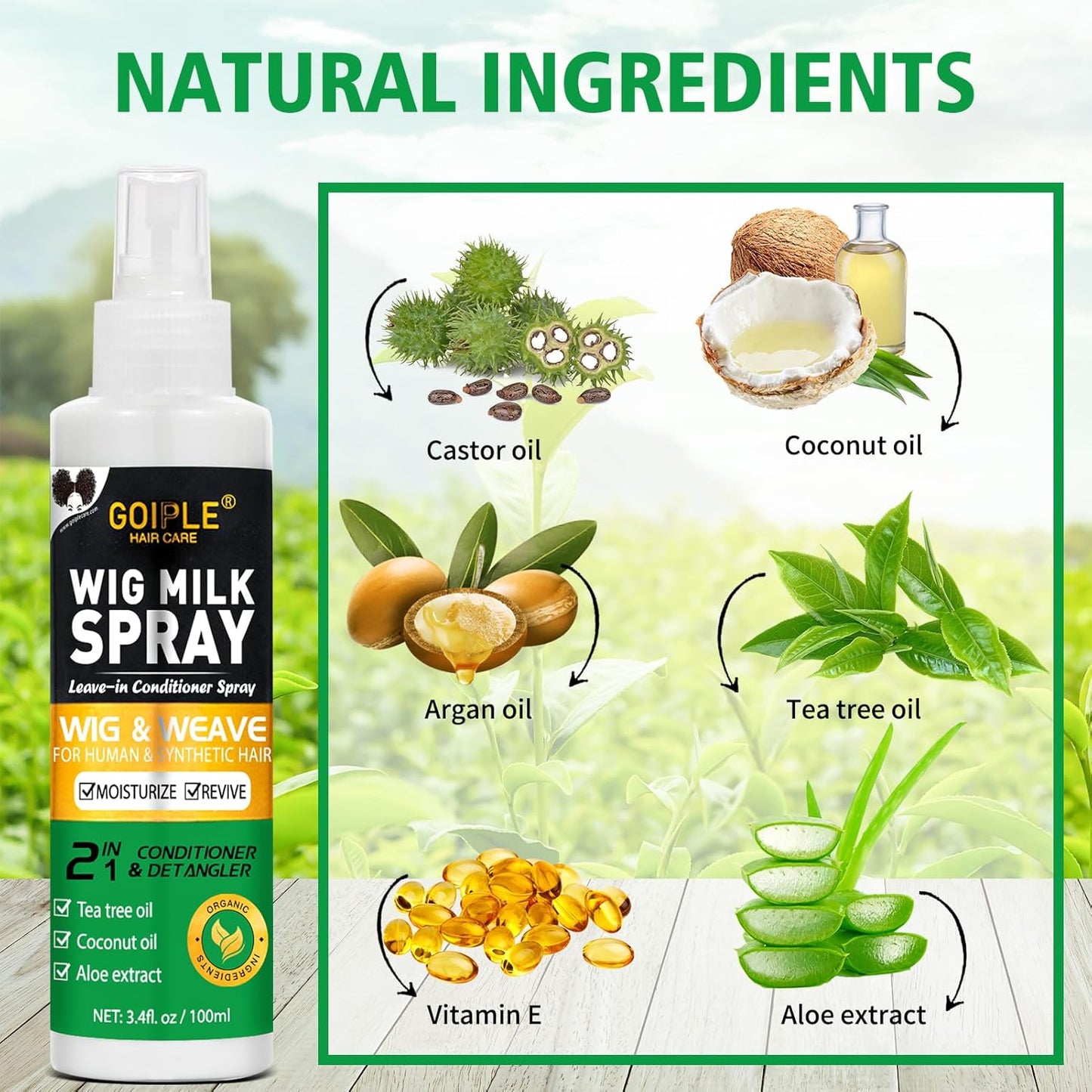 Wig Milk Spray for Synthetic Hair | Leave-In Conditioner & Detangler, 3.4 fl oz - Hydrates & Moisturizes Wigs