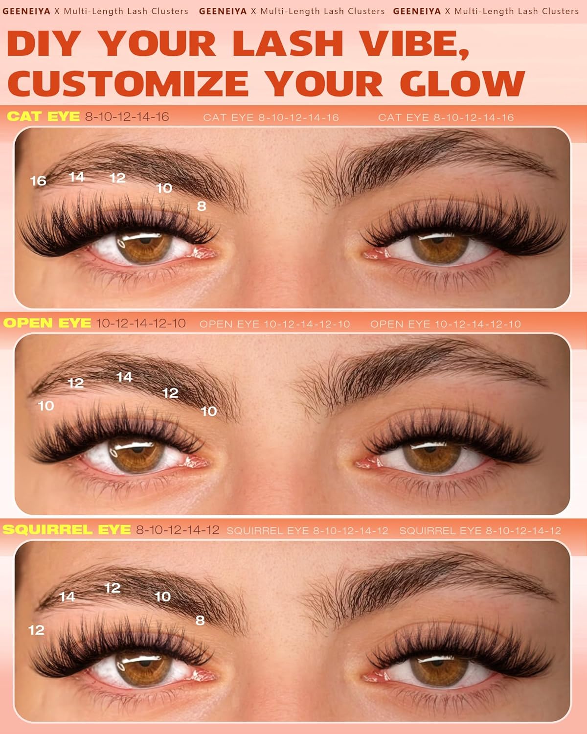 Fluffy Lash Clusters - 3D C Curl Eyelash Extensions for Salon-Quality Lashes | 8-16mm Natural Length