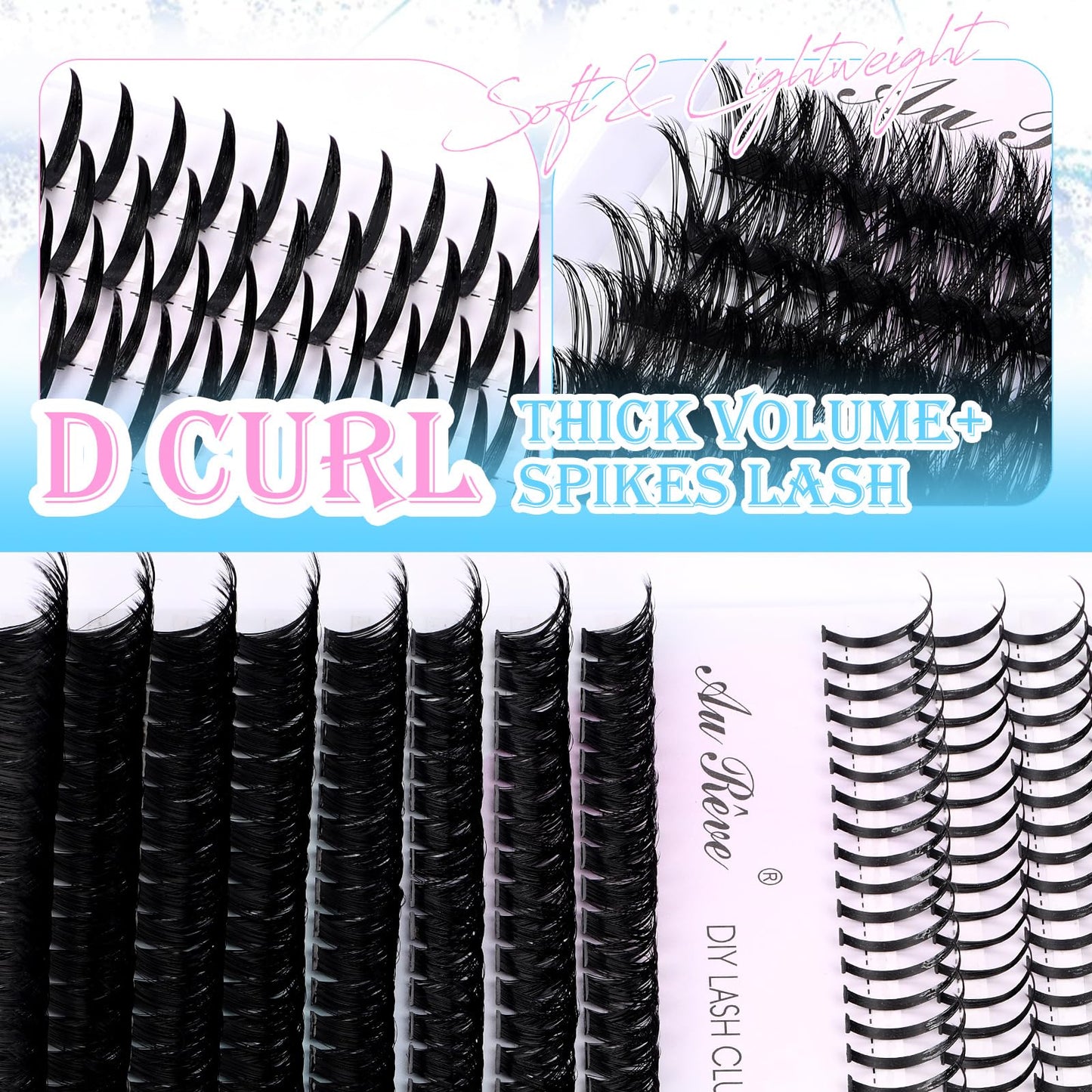 Lash Clusters Spikes Eyelash Clusters with Spiky Cluster 14-20mm Fluffy Volume 100D Individual Lashes Lash Extensions Wispy D Curl Manga Natural Cluster Anime Eyelash Extensions