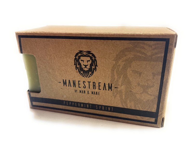 MAN & MANE Manestream Long Lasting, Mild Scented Peppermint Tea Tree 2-in-1 Skin and Shampoo Bar CocoaButter, AloeVera, Jojoba, Bran and Essential Oils, Natural Handmade