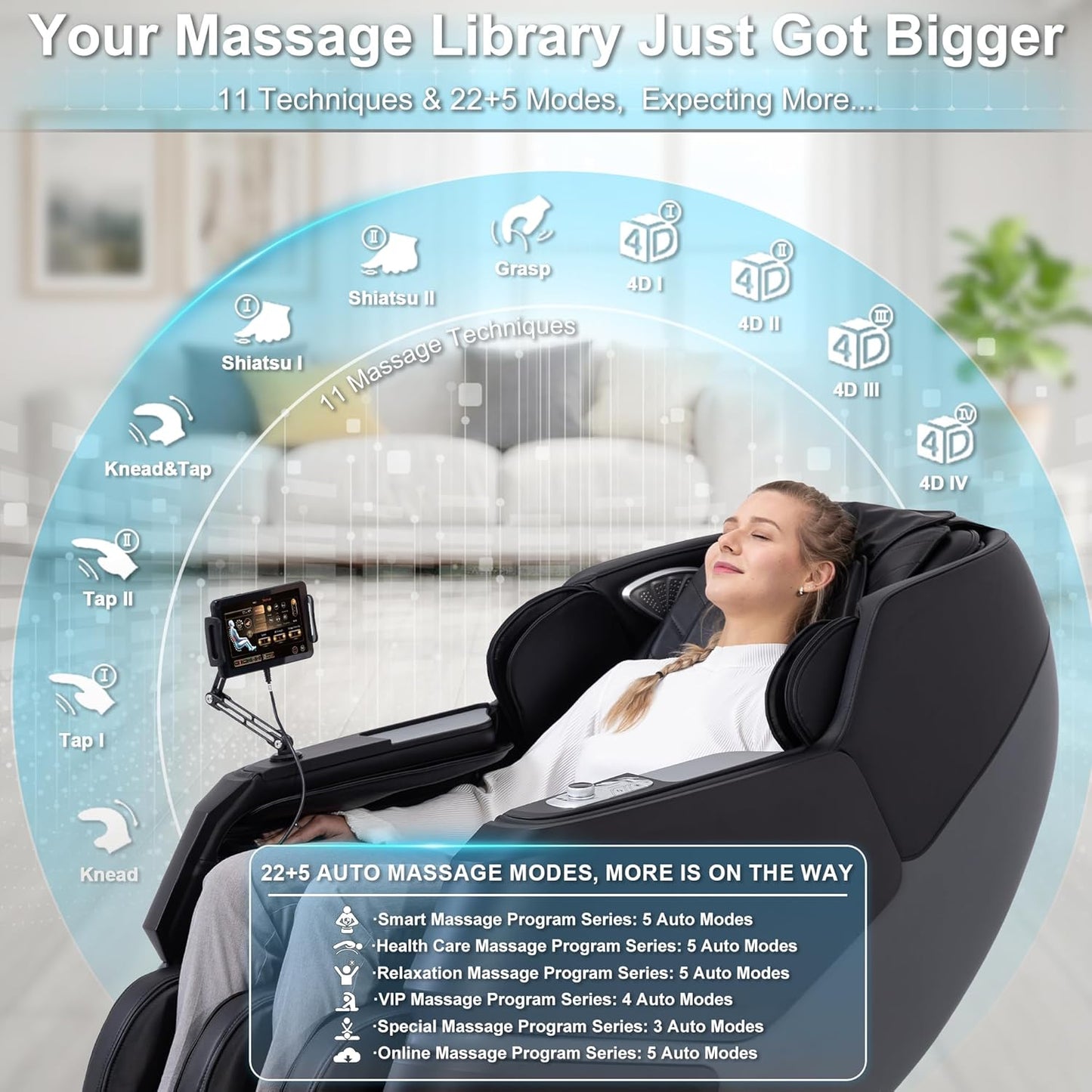 MassaMAX 4D Massage Chair - Full Body Recliner with OTA Cloud Tech, 27 Auto Modes | AI Voice Control, Zero Gravity, Heating