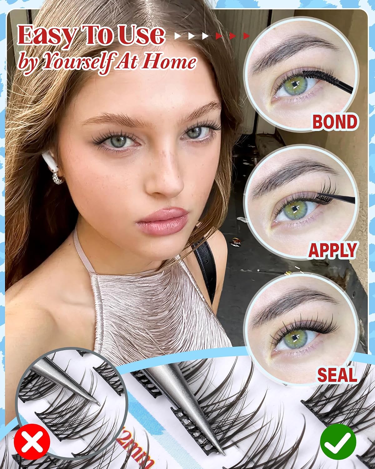 Natural Lash Clusters - Curly Eyelash Extensions for No Makeup Look | 168 Pcs in 8-10-12-14MM