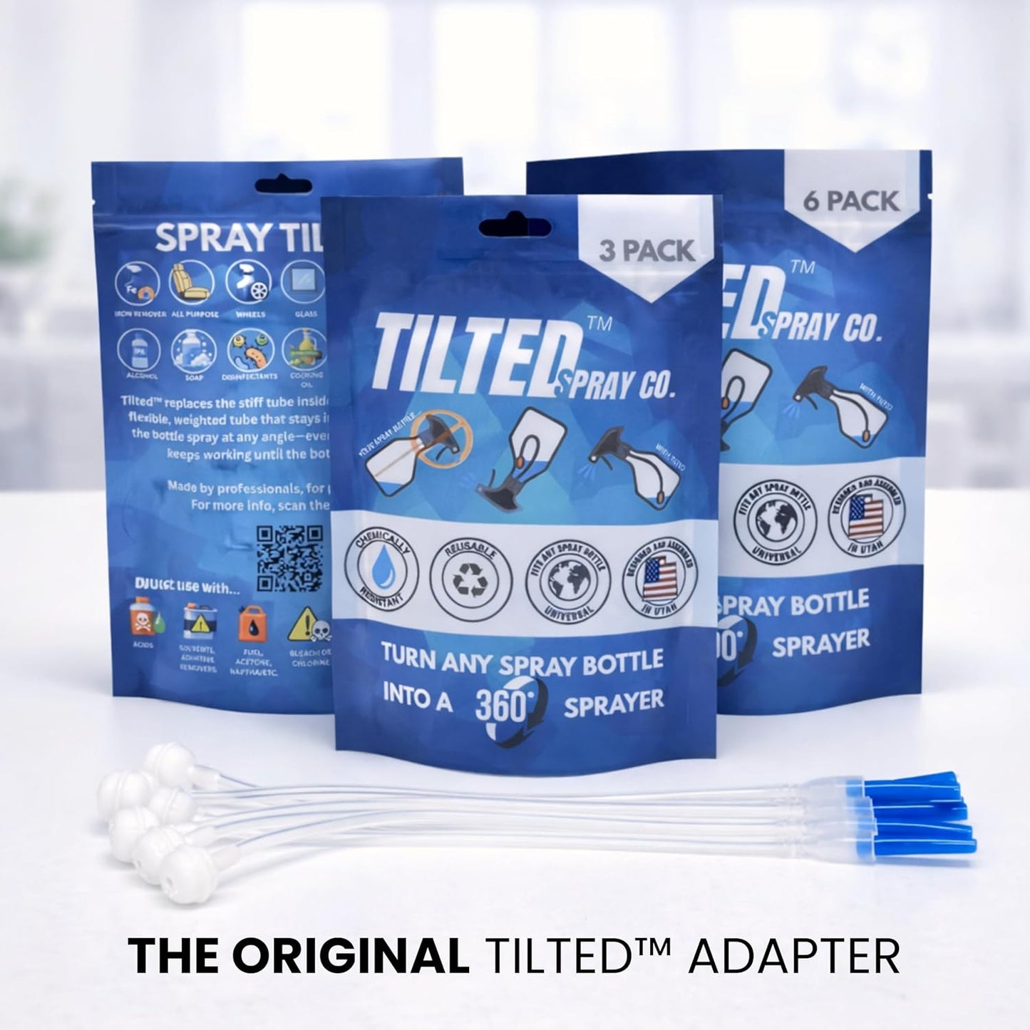 360 Spray Bottle Adapter - Universal Reusable Design for 360-Degree Spraying | Weighted Dip Tube (3-Pack)