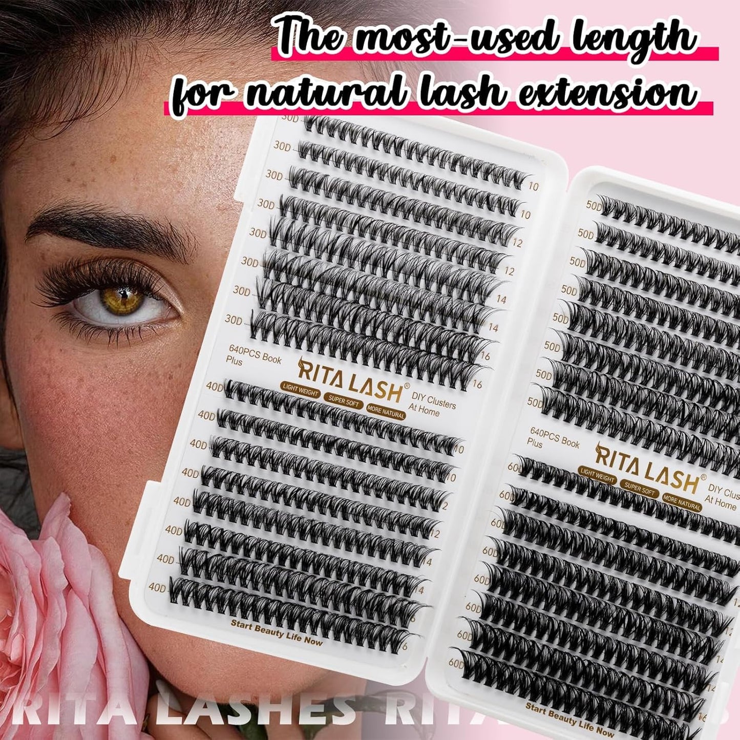 Lash Clusters 4 Style Wispy Lashes Clusters 640PCS Eyelash Clusters Pestañas Postizas Naturales Cluster Eyelash Extensions Soft Cluster Lashes False Eyelashes(30D+40D+50D+60D,10-16mm Lash Only)