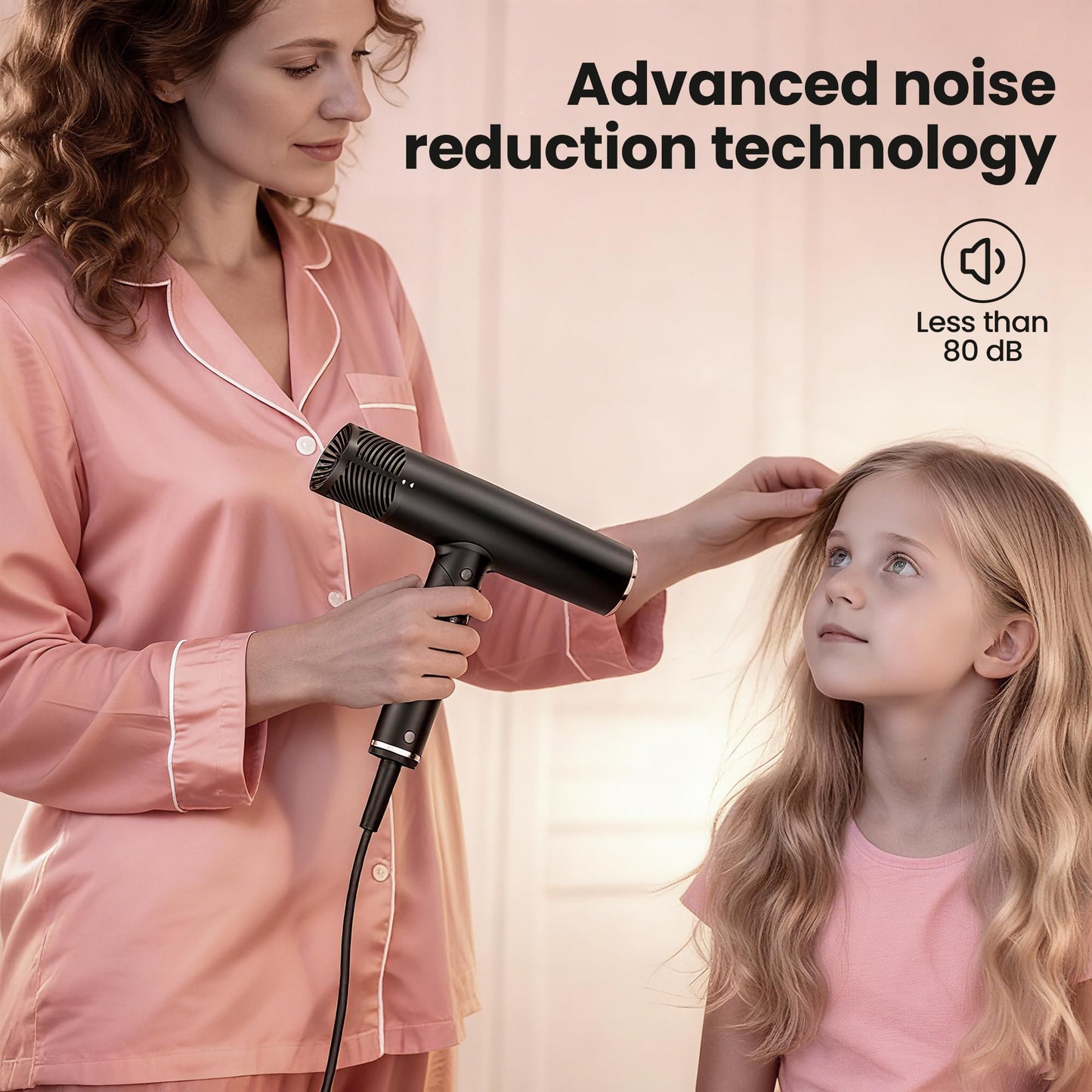 Hair Dryer with Diffuser, Surfit Blow Dryer, Foldable Travel Hairdryer, 110,000 RPM Professional Ionic Hair Dryer for All Hair Types, 1 Min Fast Drying, Precision Styling, No Heat Damage