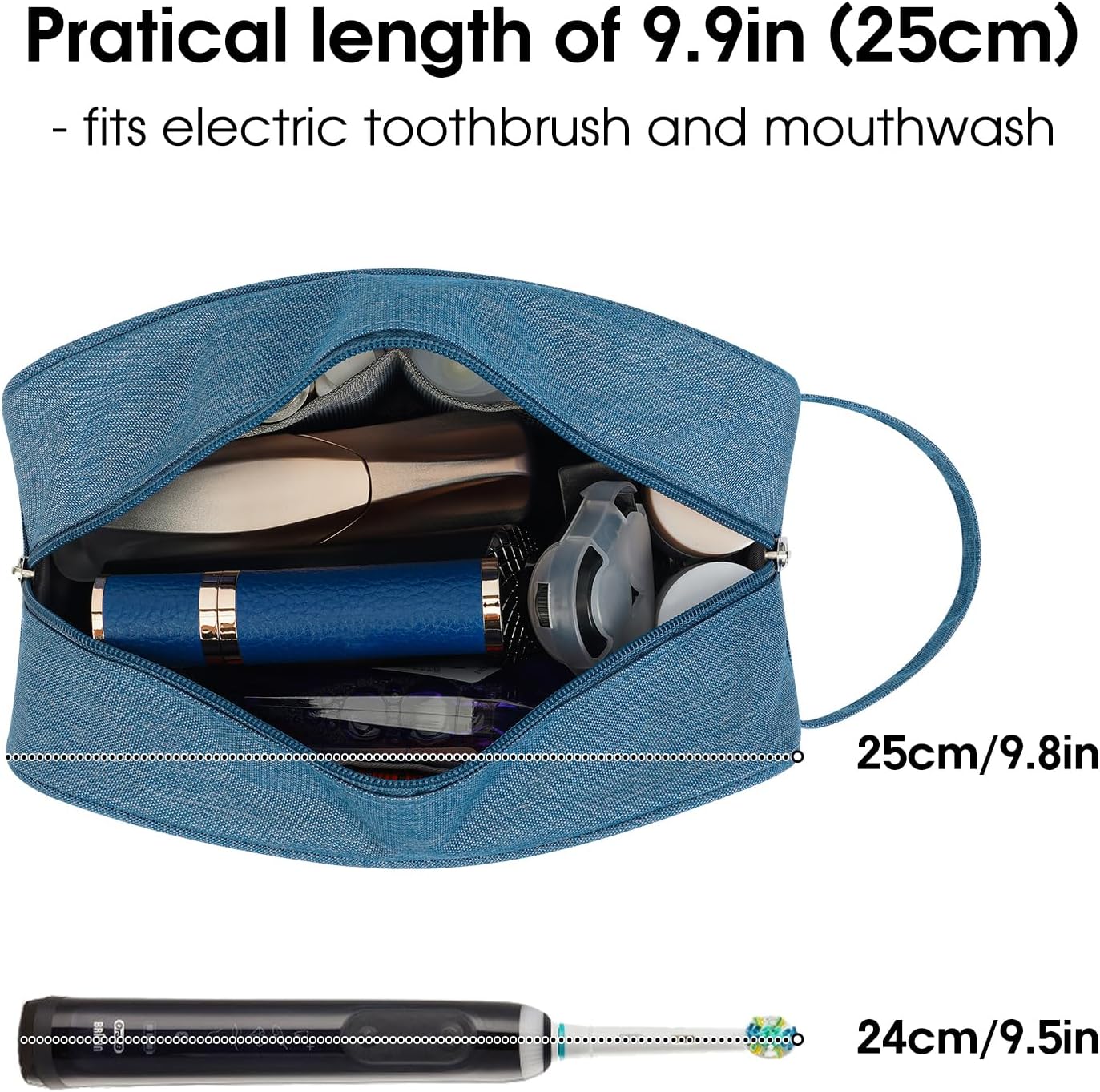 Travel Toiletry Bag for Women & Men | Dopp Kit for Cosmetics & Toiletries - Navy Blue