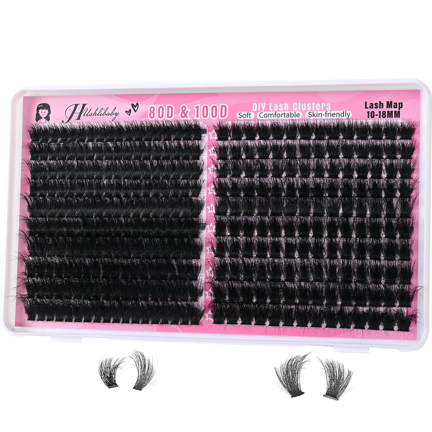 Lash Clusters - 100D & 200D Mega Thick Wispy Volume Lashes | 12-22mm, 280 Pcs Plant Fiber DIY Eyelash Extensions