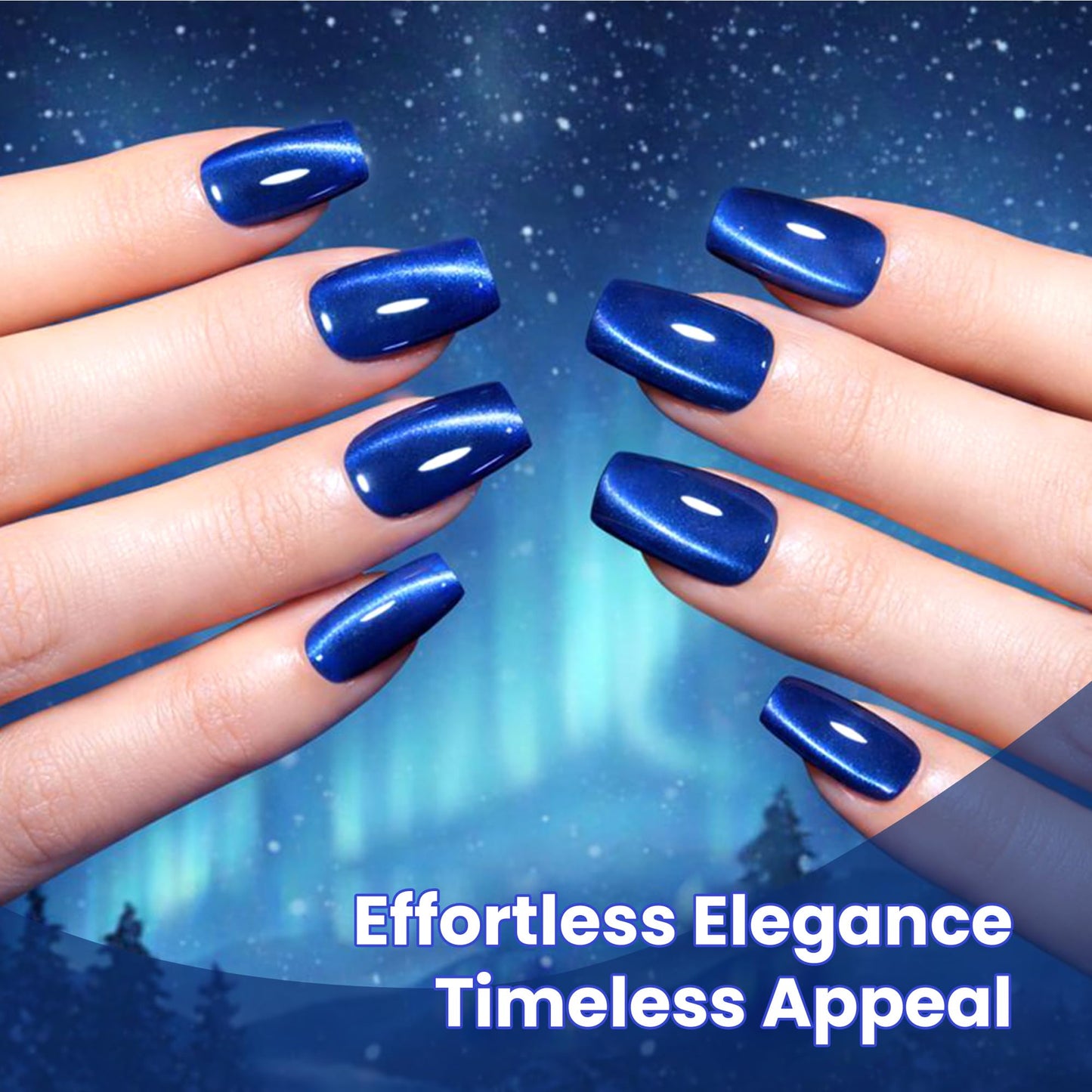 beetles Gel Polish Navy Blue Cat Eye Gel Nail Polish - 15ML Glitter Gel Polish Magnetic Shimmer Effect Soak Off UV French Nail Art Design Salon DIY Manicure Gift for Women