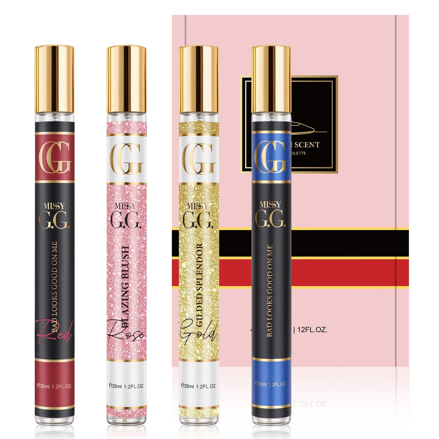 OFUN Perfume for Women, 4 Pack 35ml Perfumes Samples Set, Mini Travel Size Perufme Set, Long Lasting Fruity and Floral Parfum,Hair & Body Perfume Spray, Christmas Stocking Stuffers