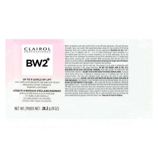 Clairol Professional BW2+ Powder Lightener - Extra Strength Hair Highlights & Lightening, Up to 9 Levels of Lift