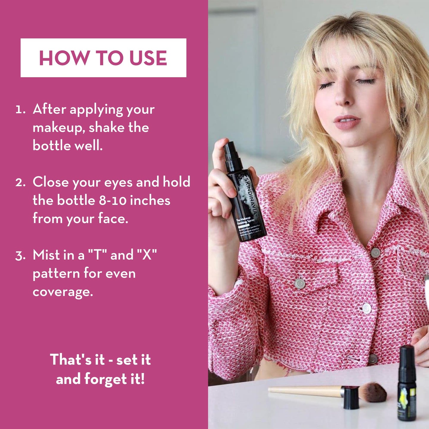 Skindinavia Makeup Setting Spray, Bridal Setting Spray for Makeup Long Lasting, Waterproof & Heat-Resistant Cooling Formula, All-Day Wear Up to 16+ Hours, Wedding Day, Bridal Shower Gift, 2 Oz