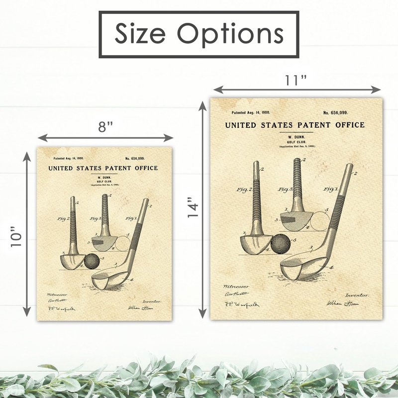 DREAM BIG PRINTABLES Golf Club Patent Print Wall Art - Unframed - 8x10 | Timeless Style Wall Decor for Golf Enthusiasts | Farmhouse, Living Room, Modern Home Decor