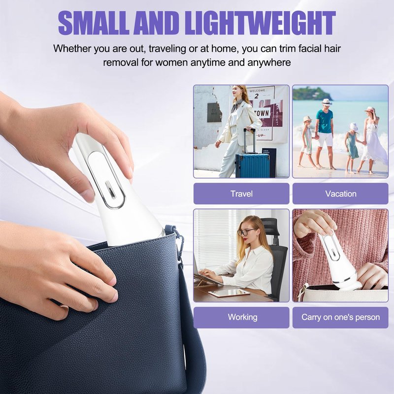 3.0 Women Face Epilator, 7-in-1 Rechargeable Facial Hair Remover with LED Battery Display, Facial Shaver for Face, Eyebrow, Nose Trimmer (White)