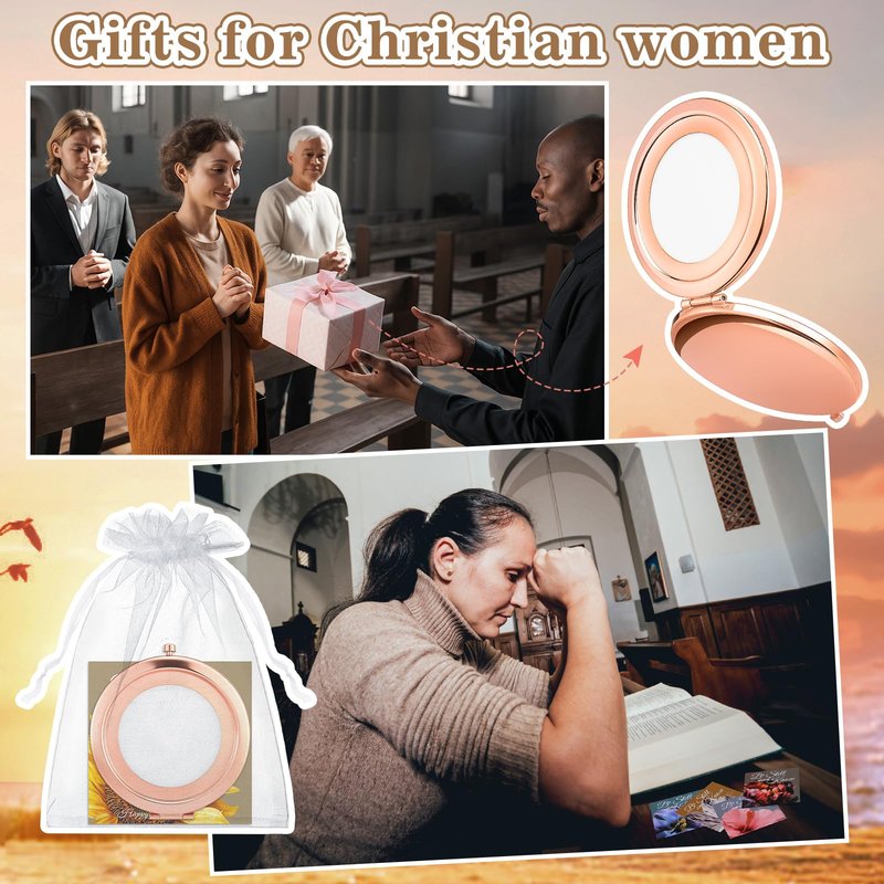 36pcs/12sets Christian Mothers Day Bulk Gifts for Church Happy Mother's Day Bible Verse Cards with Makeup Compact Pocket Mirror Religious Christian Gifts for Women for Mom Gift Prayer Supplies
