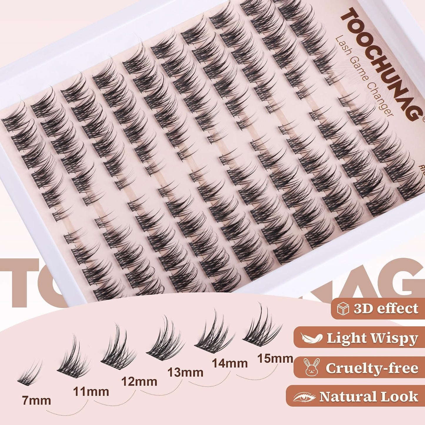 Wispy Lash Clusters - Natural 3D Eyelash Extensions for DIY Home Use | 7-15mm CD Curve