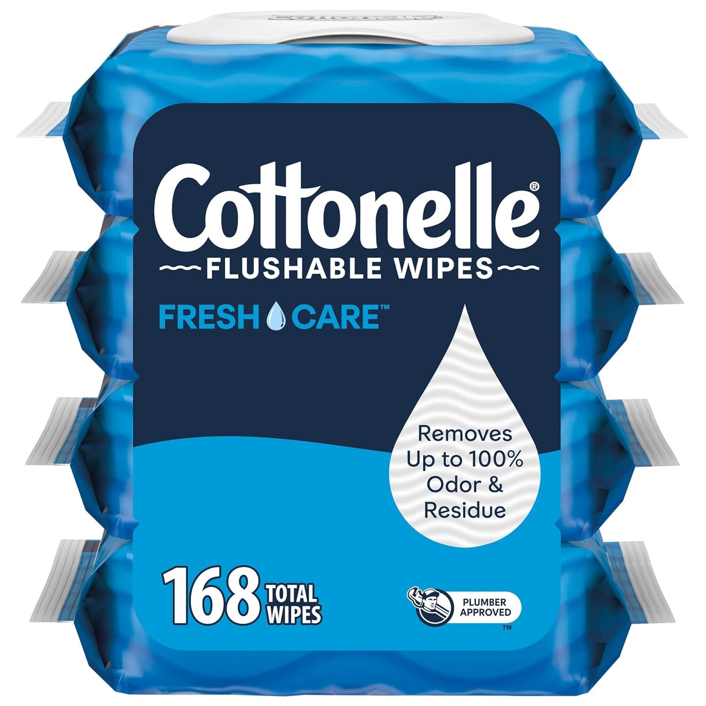 Cottonelle Flushable Wet Wipes - Fresh Feel Adult Wipes | 8 Flip-Top Packs, 42 Wipes Each (336 Total)