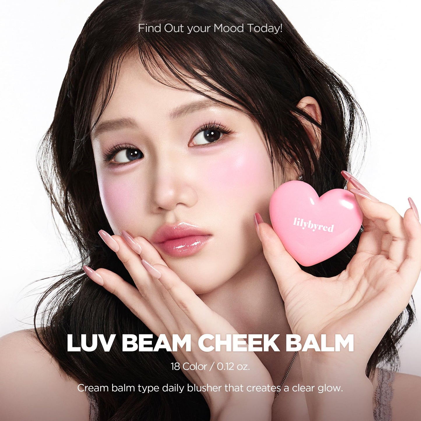 lilybyred Luv Beam Cheek Balm | Heart-Shaped Korean Cream Blush, Semi-Matte Finish, Long-Lasting, Blendable & Buildable, Soft Creamy Texture, Lightweight, Natural Flush, 0.12 oz. (14 Rosy Beam)