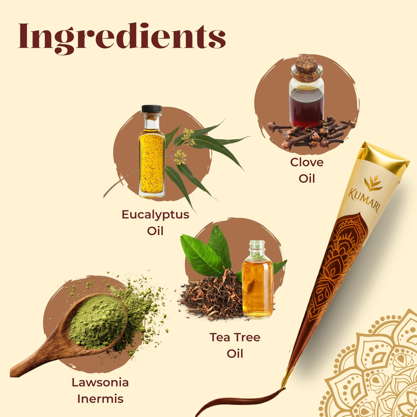 Kumari Kulture Henna Paste Spot Hair Color Cone | Made of 100% Pure Henna Powder | Infused with Tea Tree Oil – No Artificial Chemicals | Reddish Brown Color – 1.25 OZ Pack