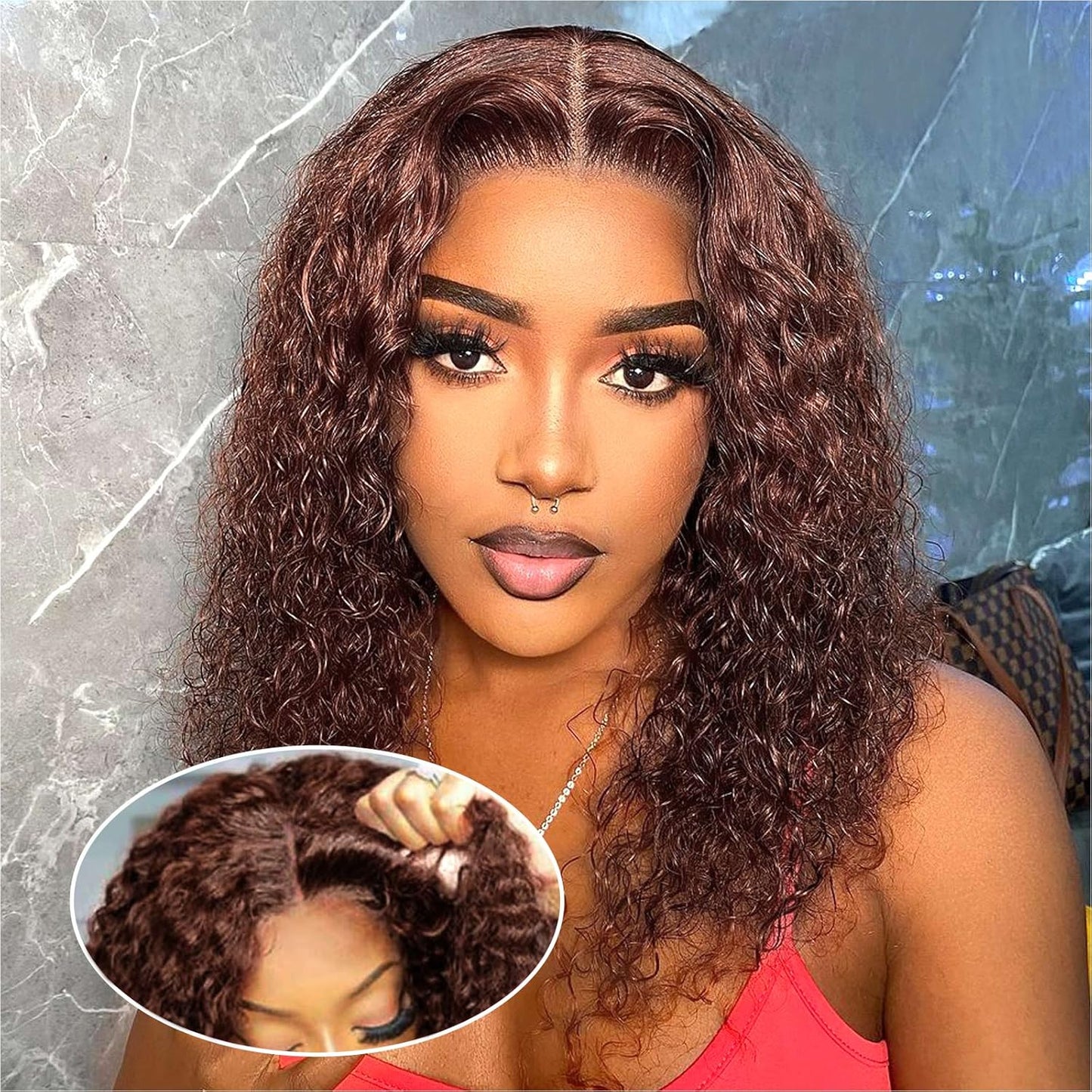 Curly Bob Wig - 200% Density Deep Wave Human Hair | 5x5 HD Lace Closure, 18 Inch, Black for Women
