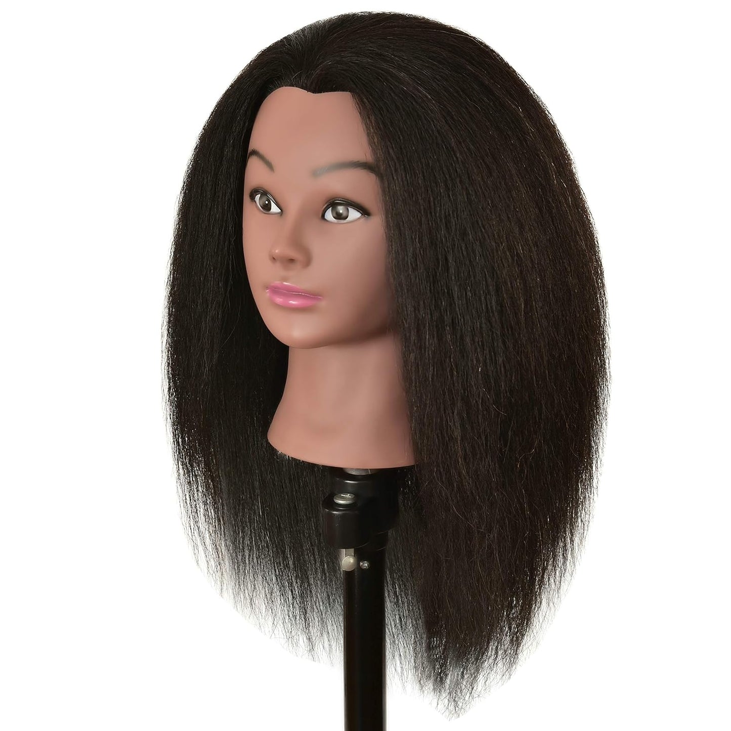 Human Hair Mannequin Head - Realistic Styling Practice Doll with Stand for Cosmetology | Ideal for Braiding & Hairdressing