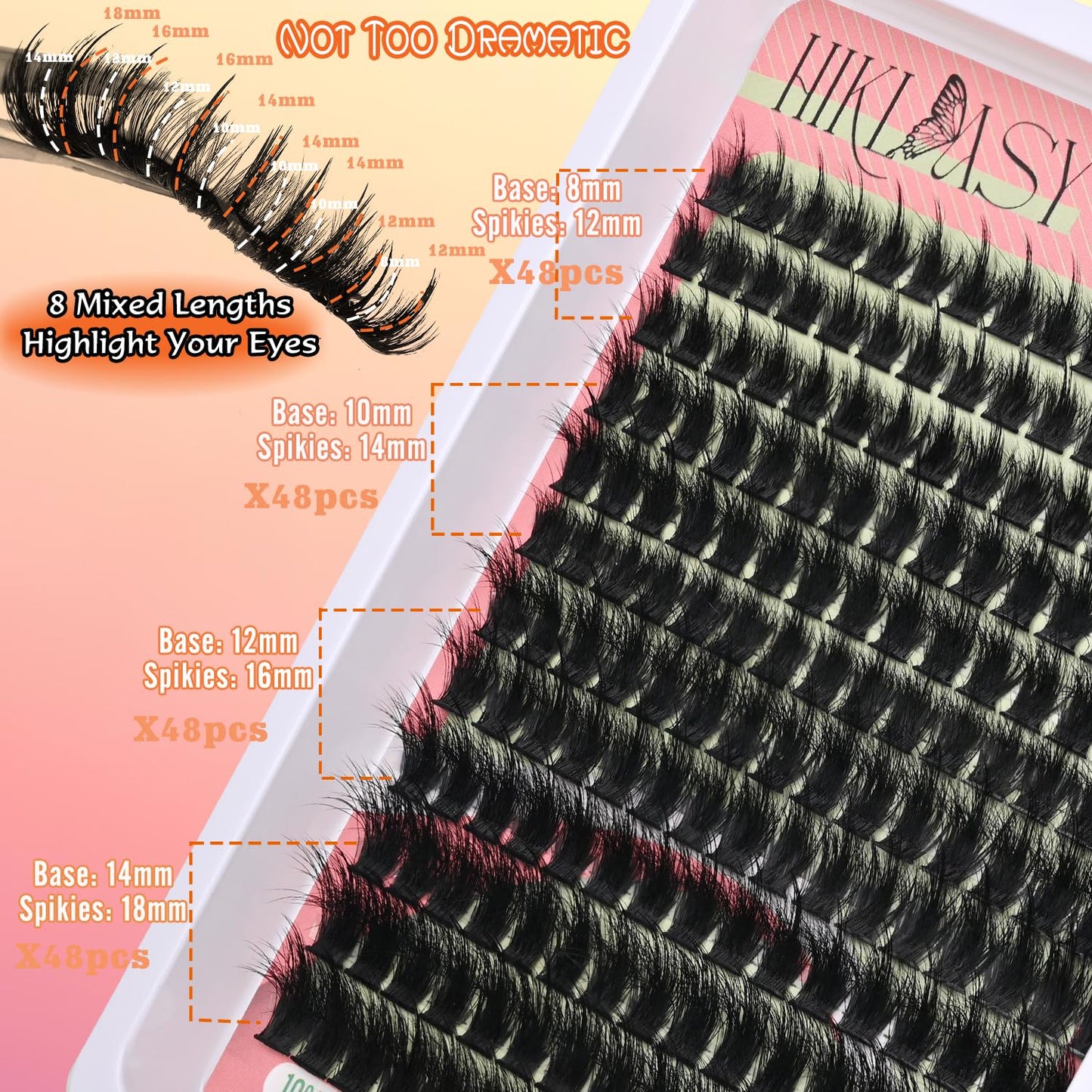 New Lash Clusters With Spikes 120D Wispy Manga Style 12-18mm Spiky Lash Cluster Bold Eyelash Extensions Locked Root Reusable Volume Spike Lashes Clusters D Curve DIY Salon Level For Gifts By Hiklasy