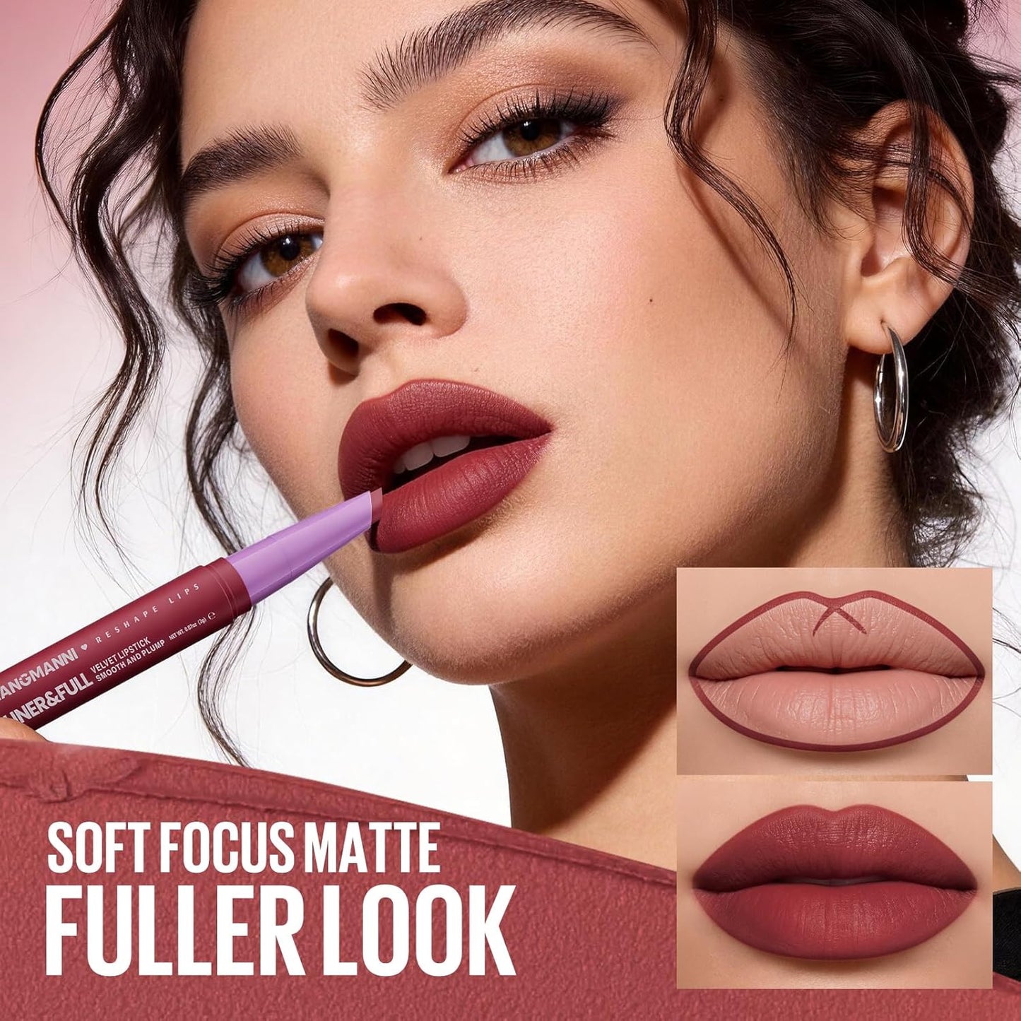Langmanni Velvet Matte Lipstick Set - 8Pcs 2-in-1 Lip Liner & Full-Size Lipstick | Unique Teardrop Shape Gift for Women