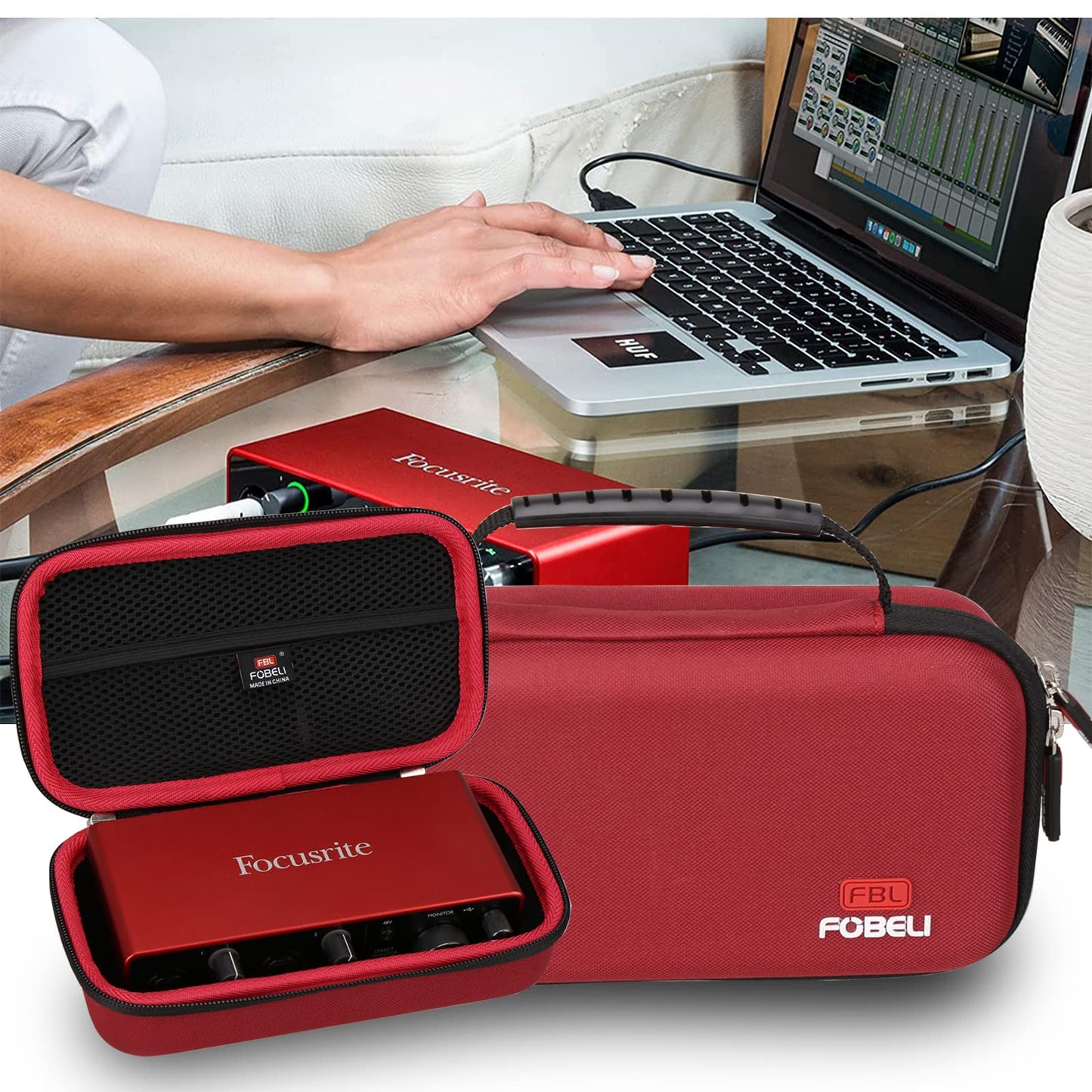 FBLFOBELI EVA Hard Storage Case Compatible with Focusrite Scarlett 2i2 3rd Gen USB Audio Interface (Case Only)