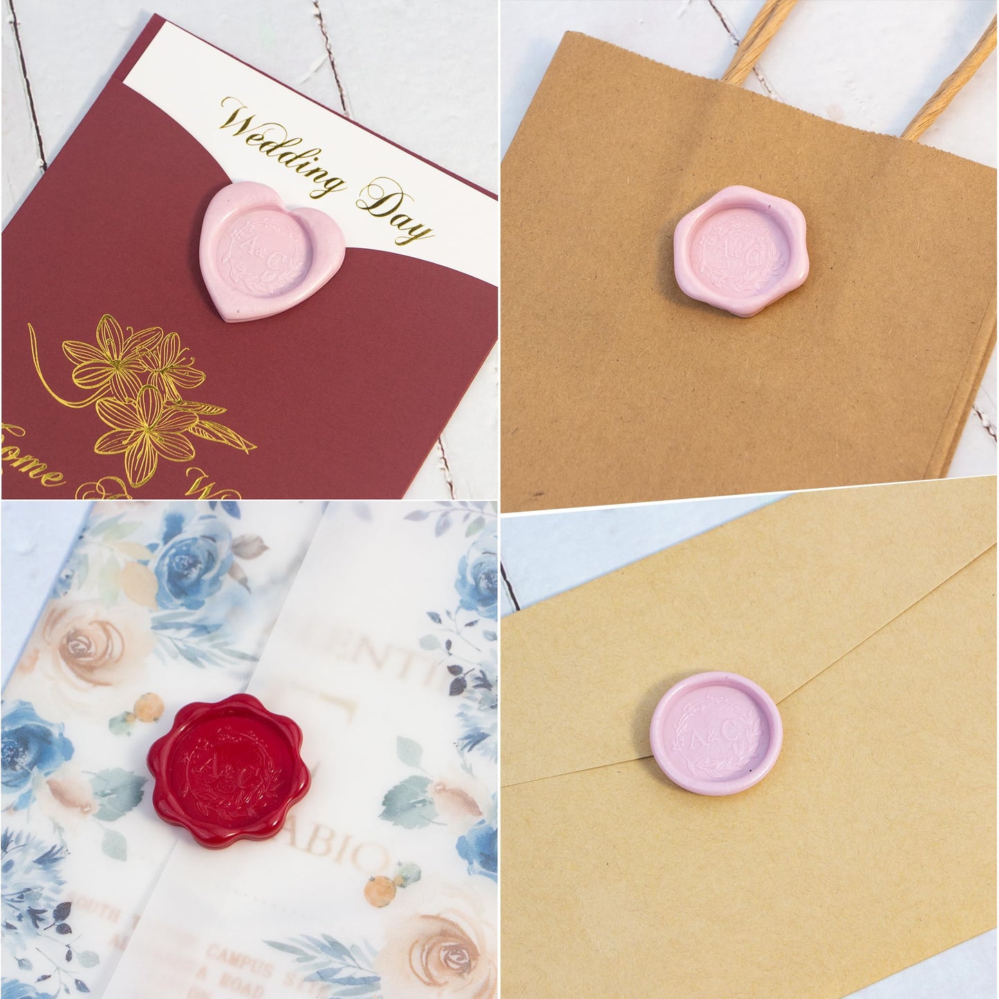 Metal Wax Seal Mold, Round Wax Seal Stamp Mold with Silicone Waxing Mat for DIY Craft, Envelopes, Gifts and Wine Packaging